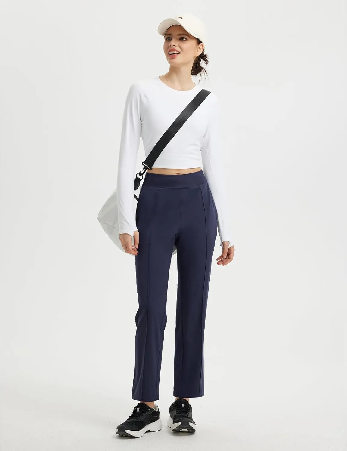 baleaf Women's Travel Pants Lightweight Business Casual Work Pants Stretch Petite Ankle Golf Slacks with Pockets UPF50 