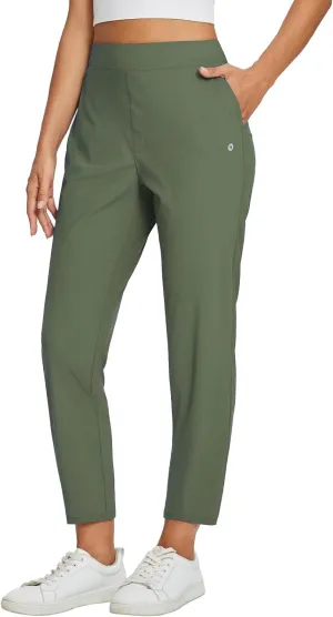 baleaf Womens Travel Pants Lightweight Stretch with Zipper Pockets Petite Ankle Dressy Golf Work Business Casual Slacks