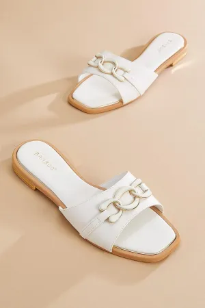 BAMBOO® Women's Square Toe Chain Band Slip On Flat Sandals