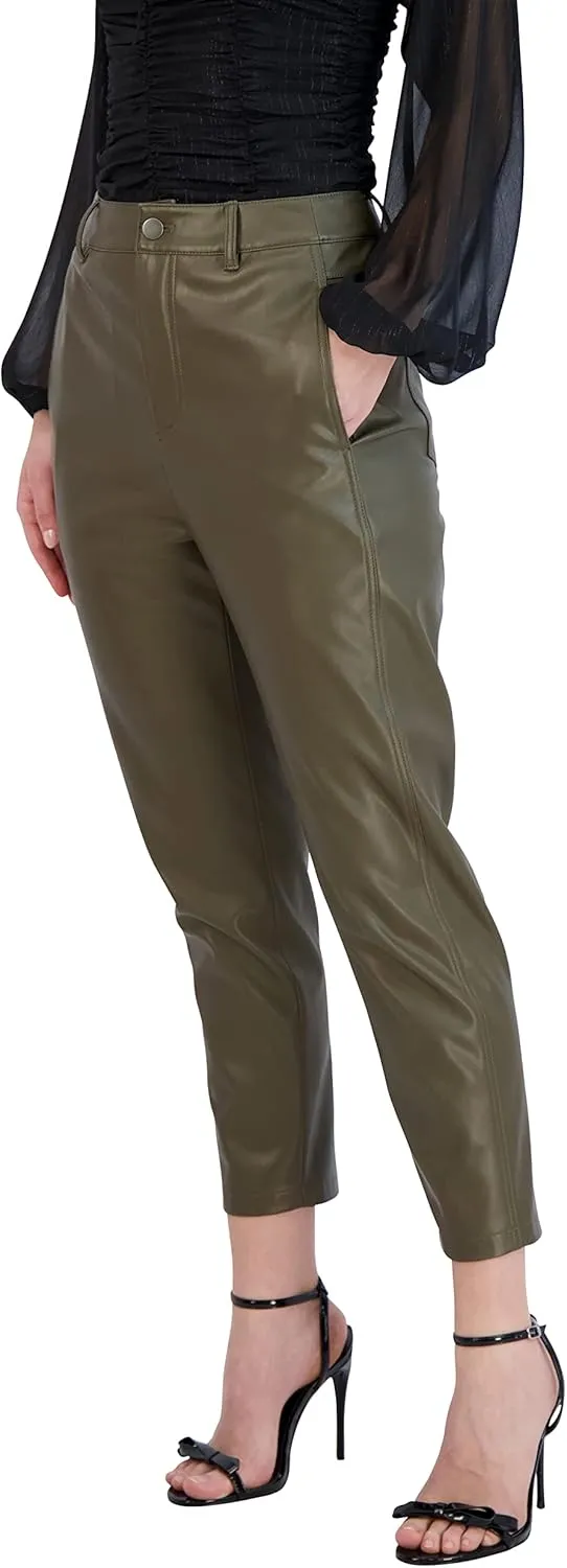 BCBGeneration Women's Faux Leather Pant Straight Leg Belt Loop Pocket Trouser