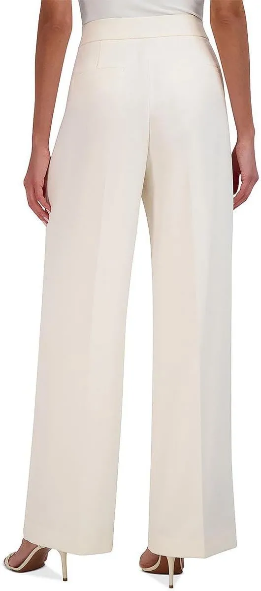 BCBGMAXAZRIA Women's High Waisted Wide Leg Pant Front Pleats Functional Pockets Trouser