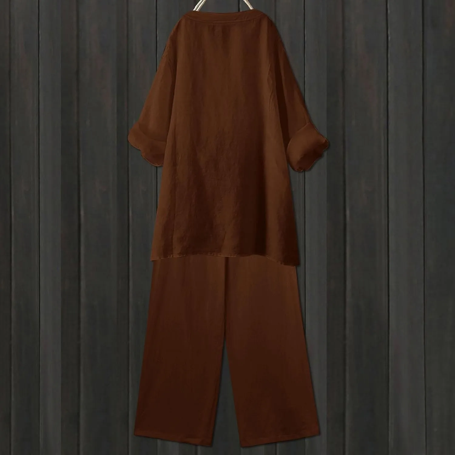 Beach Vacation Clothes for Women Summer Linen Matching 2 Piece Sets Casual Loose Oversized Drawstring Pants Outfits