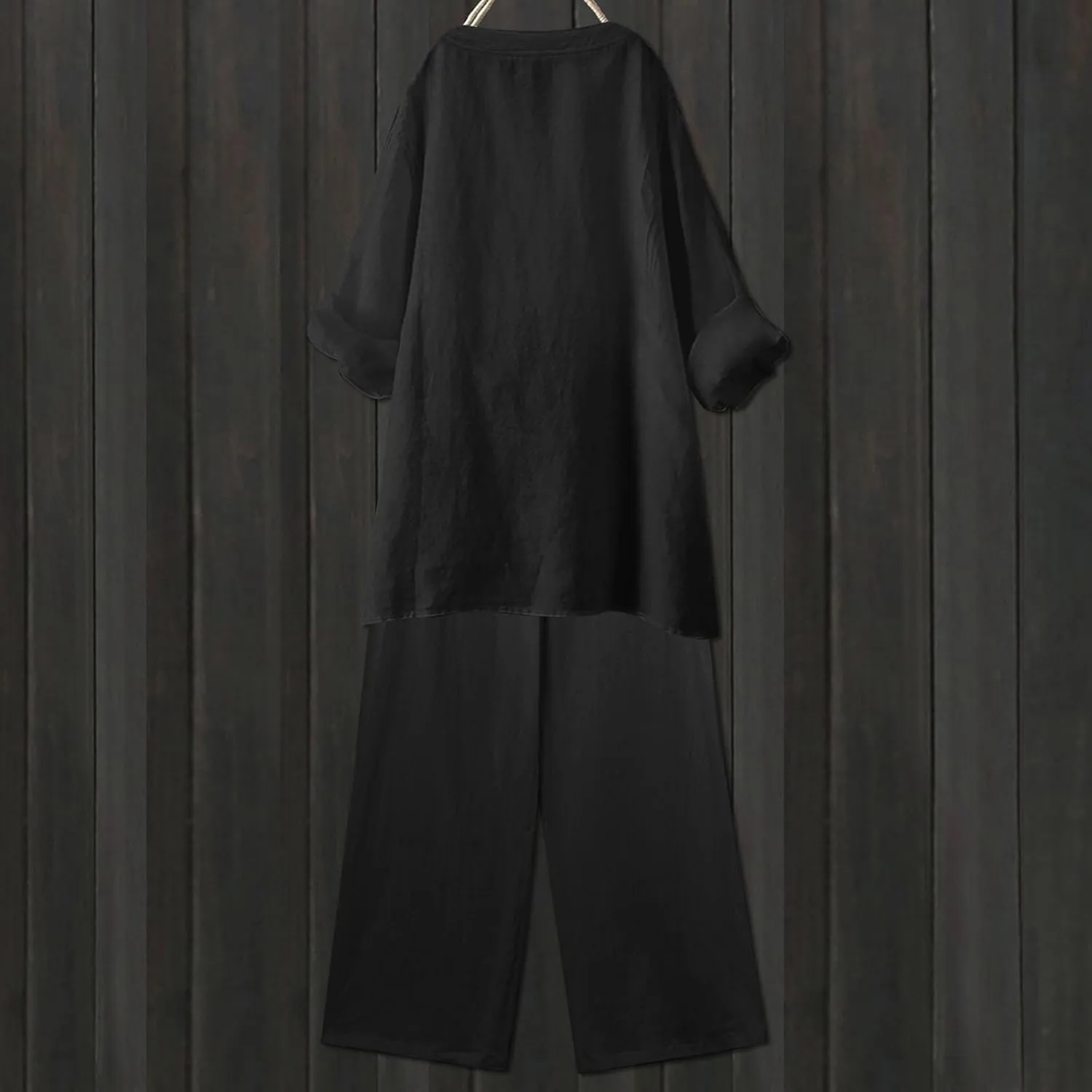 Beach Vacation Clothes for Women Summer Linen Matching 2 Piece Sets Casual Loose Oversized Drawstring Pants Outfits