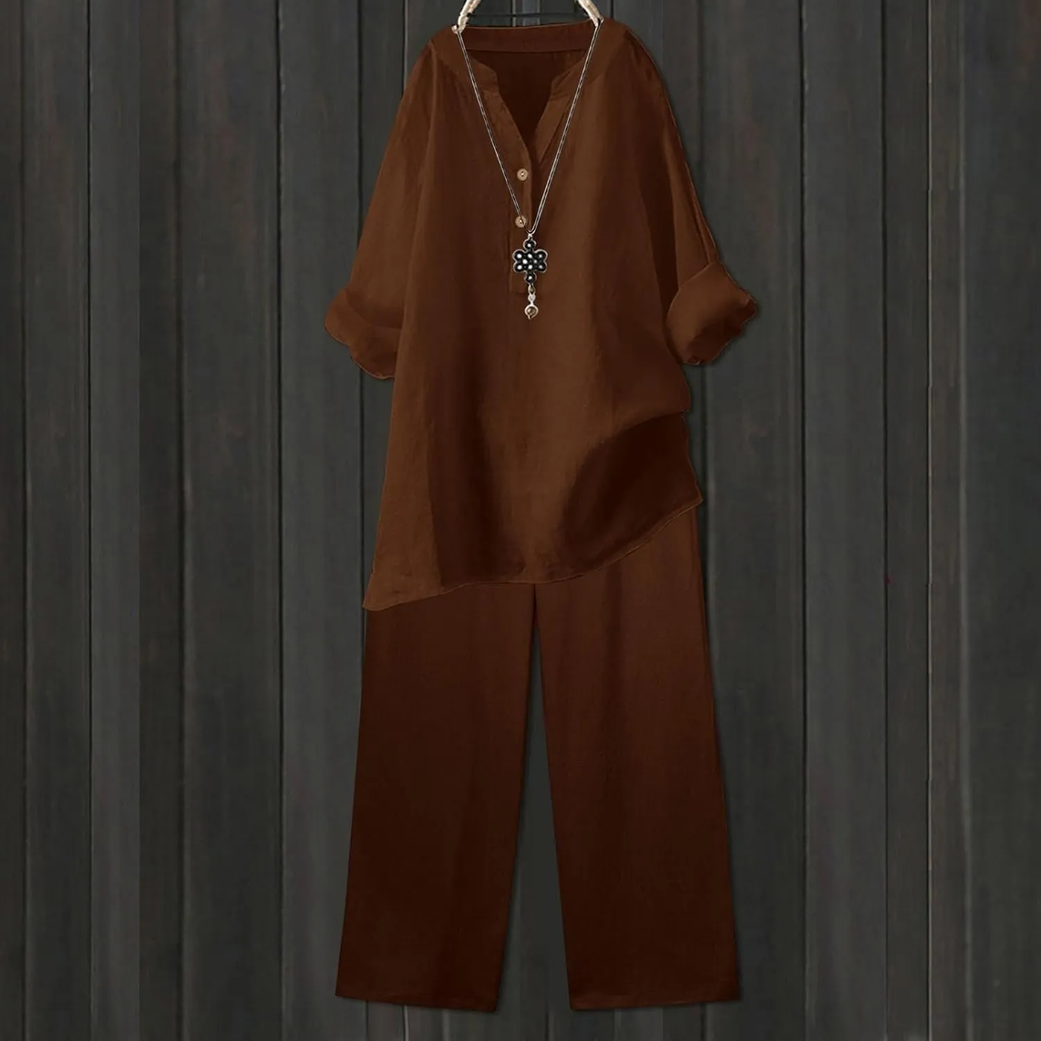 Beach Vacation Clothes for Women Summer Linen Matching 2 Piece Sets Casual Loose Oversized Drawstring Pants Outfits