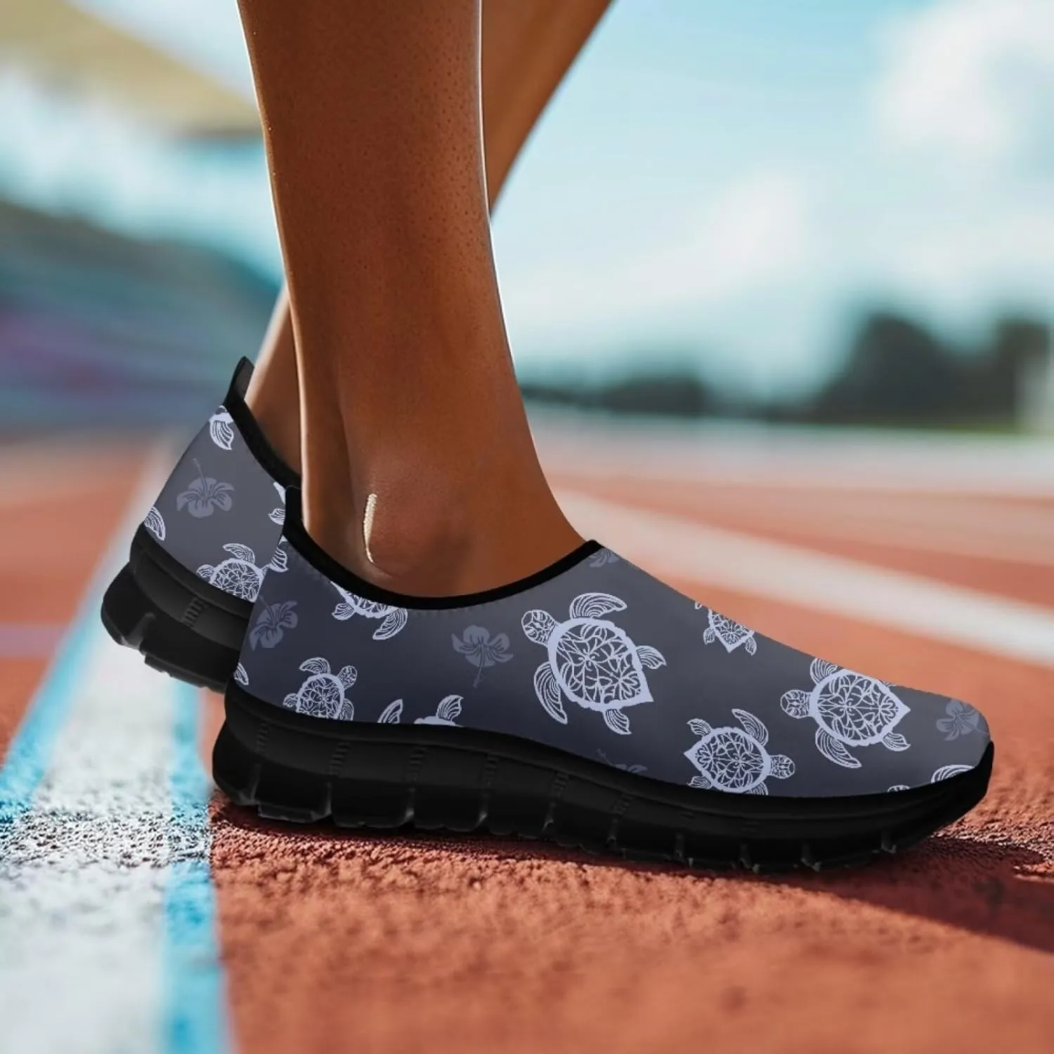 Binienty Casual Sneakers for Women Men Sea Turtle Animal Print Loafers Arch Support Low Cut Platform Loafers