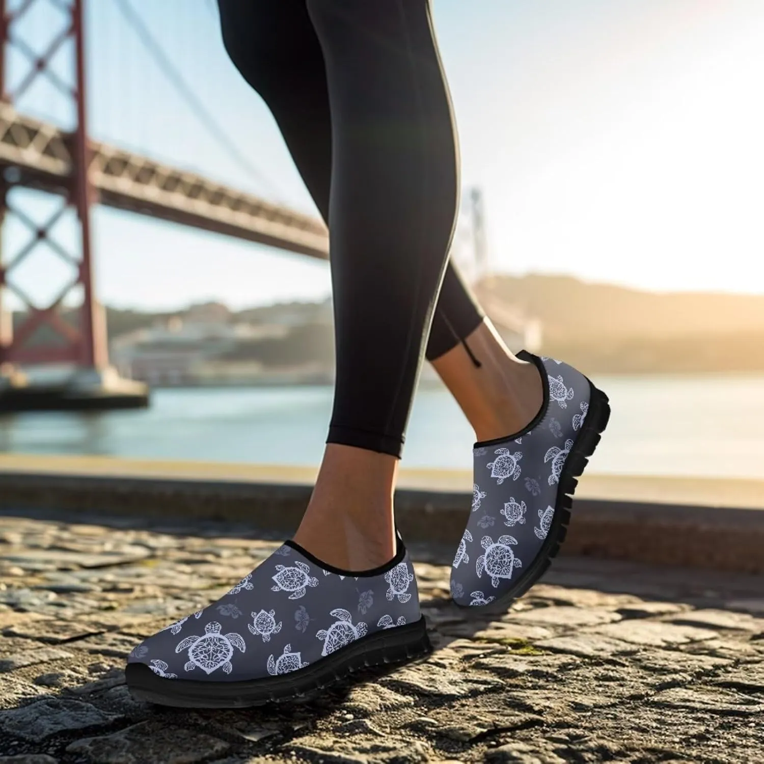Binienty Casual Sneakers for Women Men Sea Turtle Animal Print Loafers Arch Support Low Cut Platform Loafers