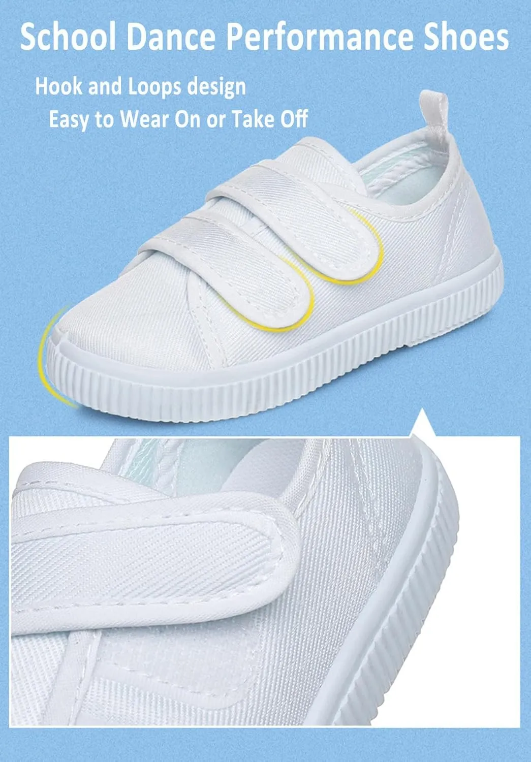 Boys Girls Canvas Sneakers Casual Low Top Slip On Flats Lightweight Comfy White Walking School Shoes