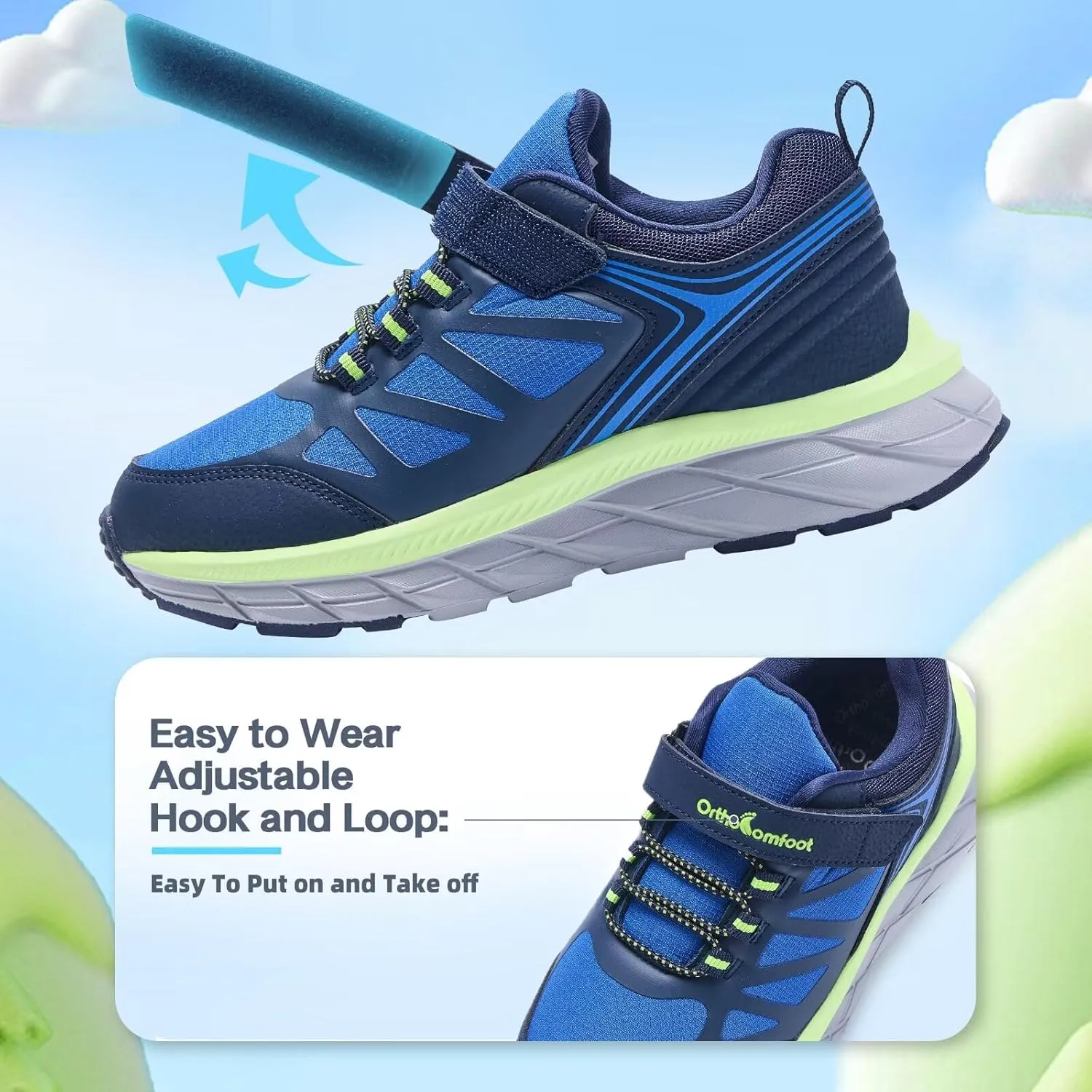 Boys Girls Orthopedic Walking Shoes: Comfortable Casual Plantar Fasciitis Arch Support Athletic Running Sneakers, Lightweight Little Kid/Big Kid School Sports Tennis Shoes for Foot and Pain Relief