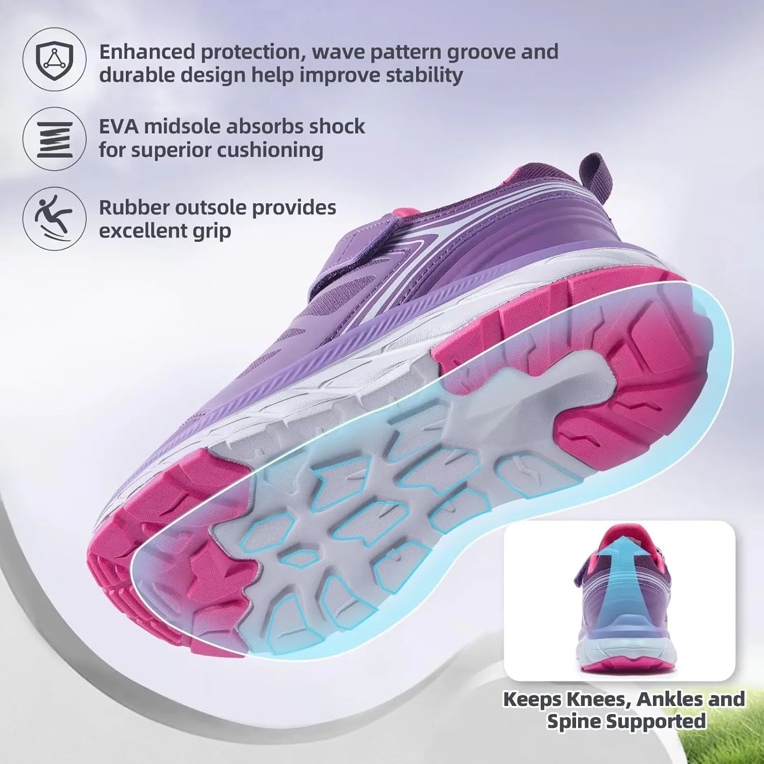 Boys Girls Orthopedic Walking Shoes: Comfortable Casual Plantar Fasciitis Arch Support Athletic Running Sneakers, Lightweight Little Kid/Big Kid School Sports Tennis Shoes for Foot and Pain Relief