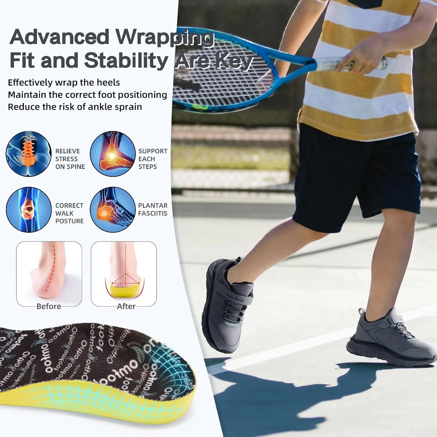 Boys Girls Orthopedic Walking Shoes: Comfortable Casual Plantar Fasciitis Arch Support Athletic Running Sneakers, Lightweight Little Kid/Big Kid School Sports Tennis Shoes for Foot and Pain Relief