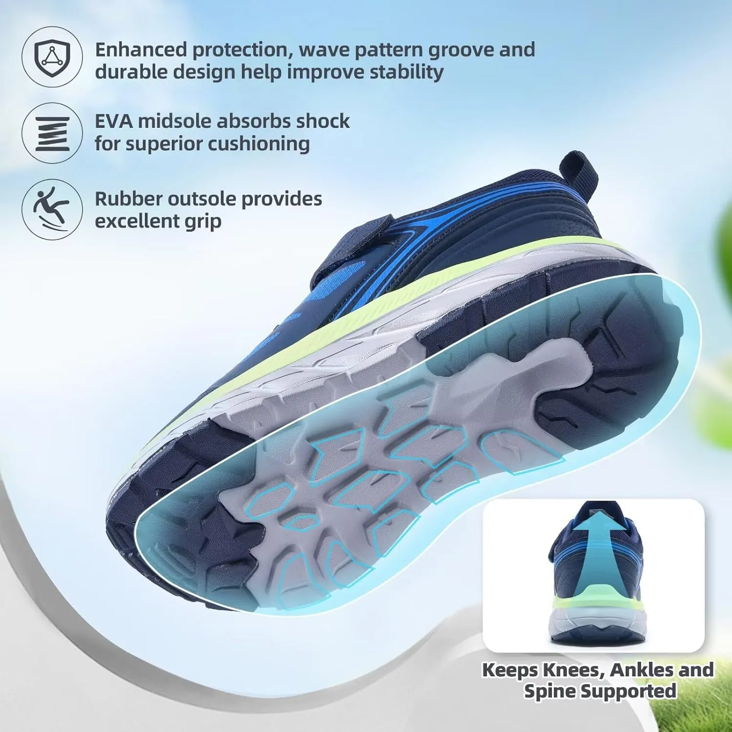 Boys Girls Orthopedic Walking Shoes: Comfortable Casual Plantar Fasciitis Arch Support Athletic Running Sneakers, Lightweight Little Kid/Big Kid School Sports Tennis Shoes for Foot and Pain Relief