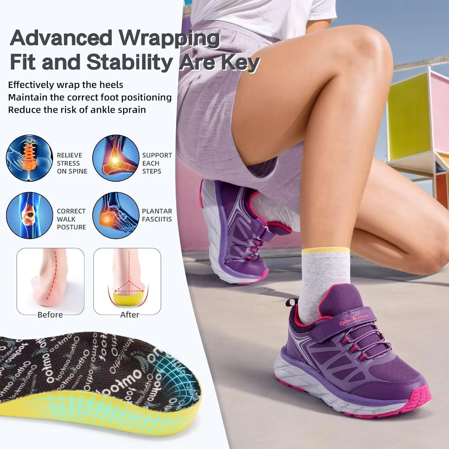 Boys Girls Orthopedic Walking Shoes: Comfortable Casual Plantar Fasciitis Arch Support Athletic Running Sneakers, Lightweight Little Kid/Big Kid School Sports Tennis Shoes for Foot and Pain Relief