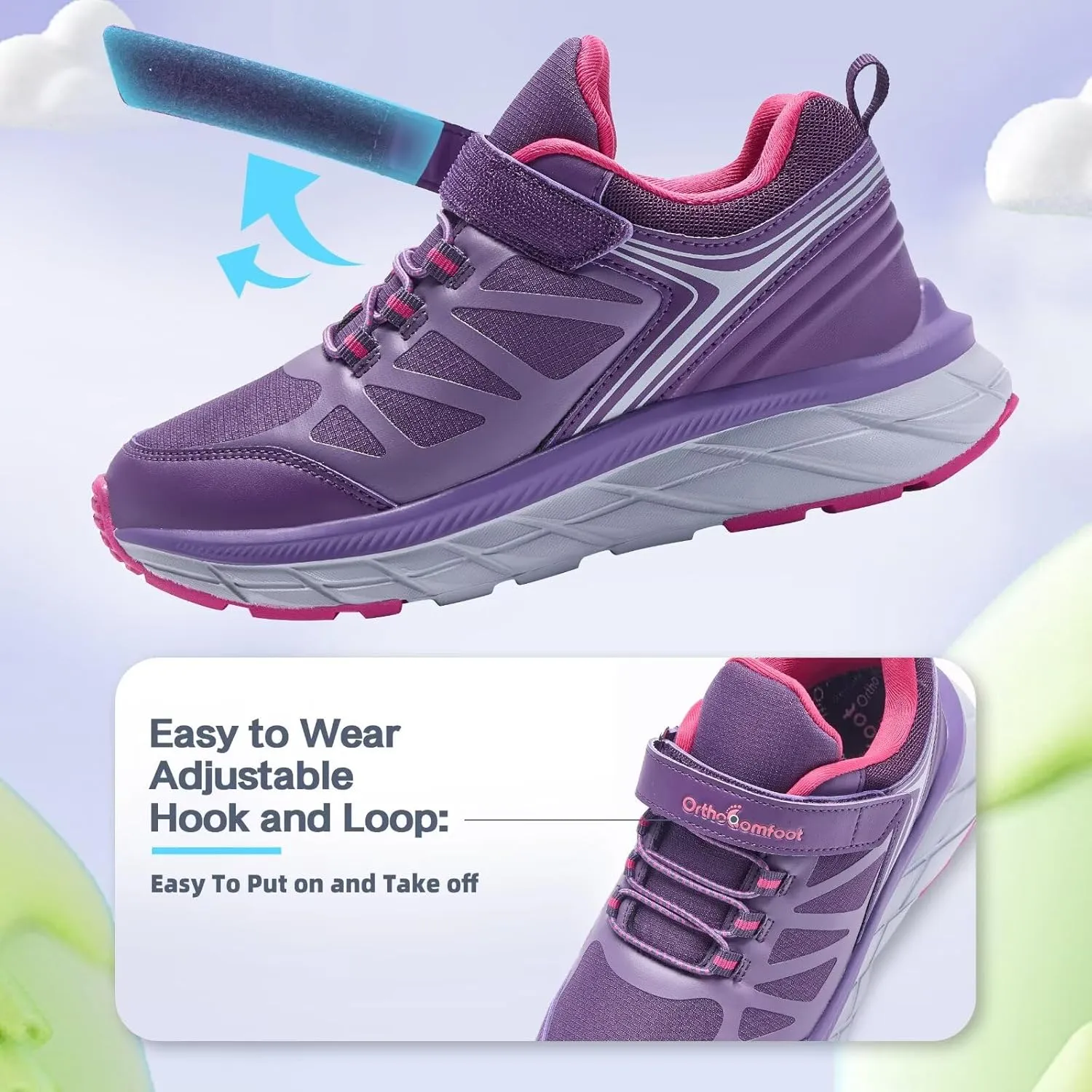 Boys Girls Orthopedic Walking Shoes: Comfortable Casual Plantar Fasciitis Arch Support Athletic Running Sneakers, Lightweight Little Kid/Big Kid School Sports Tennis Shoes for Foot and Pain Relief