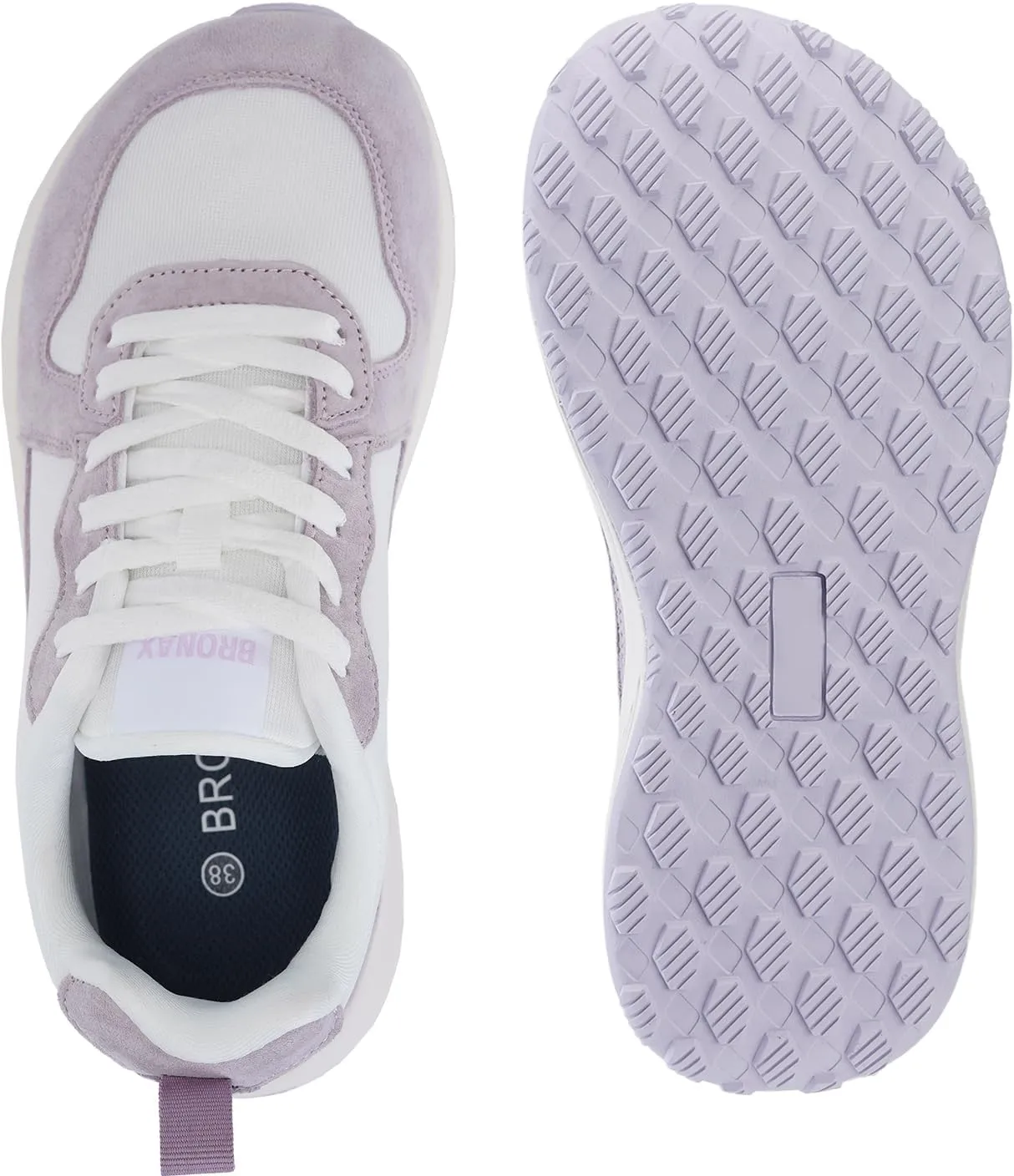 BRONAX Womens Wide Toe Box Athletic Casual Shoes | Suede-Detail Classic Design Sneakers