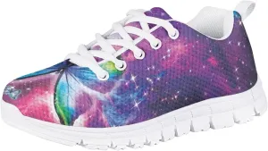 Butterfly Print Cute Tennis Shoes for Girls Nonslip Lightweight School Dance Athletic Running Shoes Kids Casual Sport Sneakers