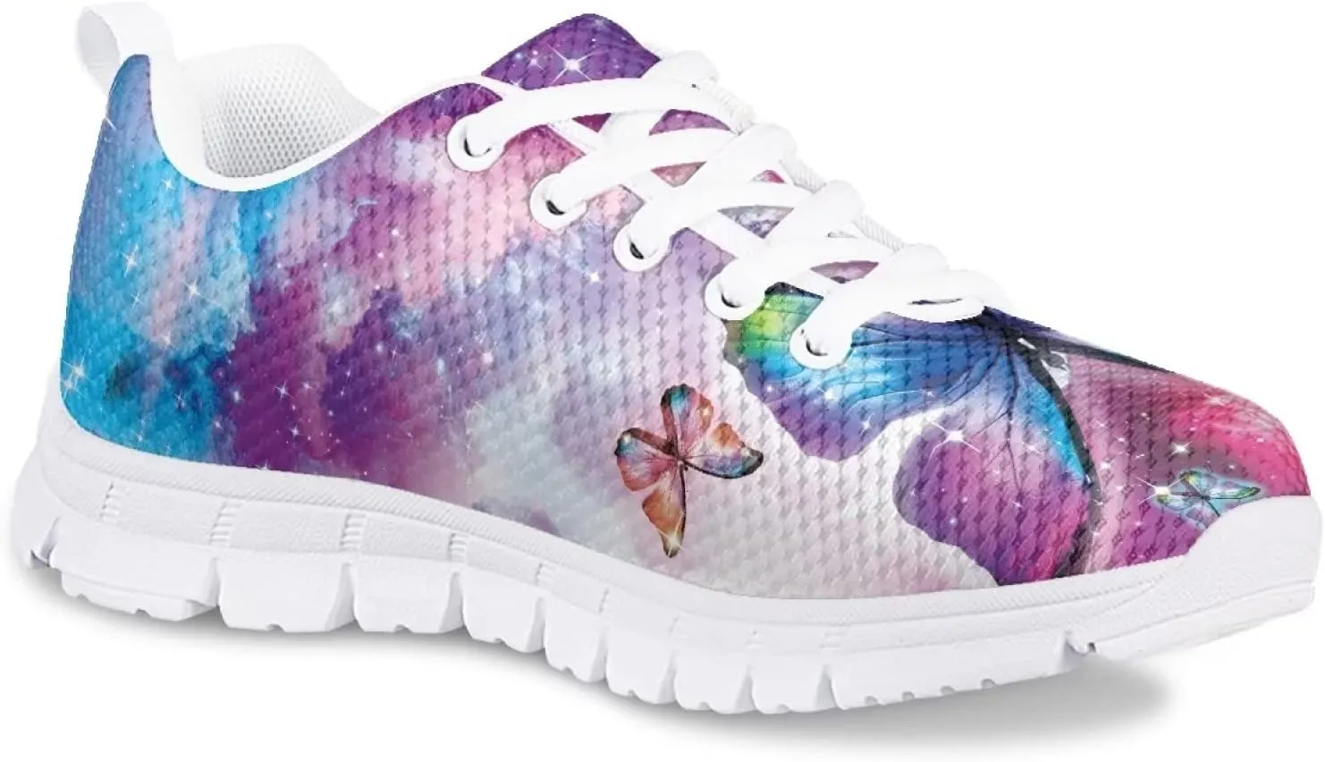 Butterfly Print Cute Tennis Shoes for Girls Nonslip Lightweight School Dance Athletic Running Shoes Kids Casual Sport Sneakers