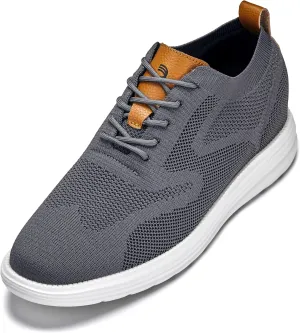 CALTO Men's Invisible Height Increasing Elevator Casual Shoes - Iron Gray/Brown Ultra Light-Weight Lace-up Knitted Casual Sporty Sneakers - 2.8 Inches Taller - X2636 - Size 9 D(M) US