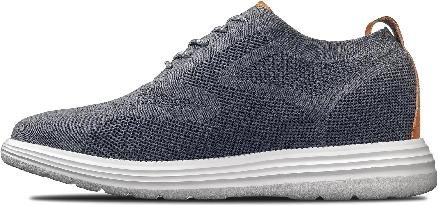 CALTO Men's Invisible Height Increasing Elevator Casual Shoes - Iron Gray/Brown Ultra Light-Weight Lace-up Knitted Casual Sporty Sneakers - 2.8 Inches Taller - X2636 - Size 9 D(M) US