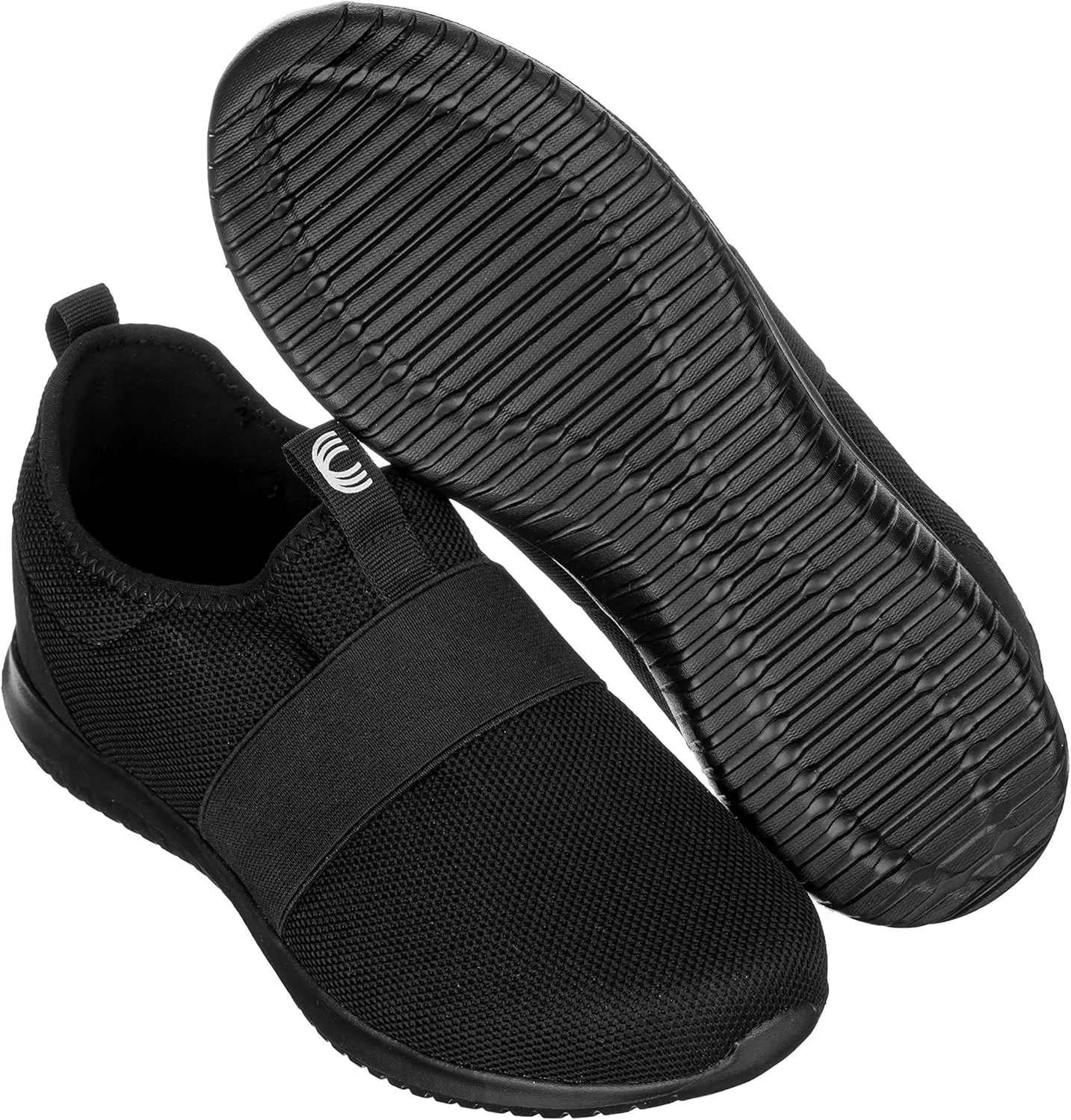 CALTO Men's Invisible Height Increasing Elevator Shoes - Black Ultra Feather Lightweight Sporty Sneakers - 2.1 Inches Taller - Q120 - Size 8.5 D(M) US