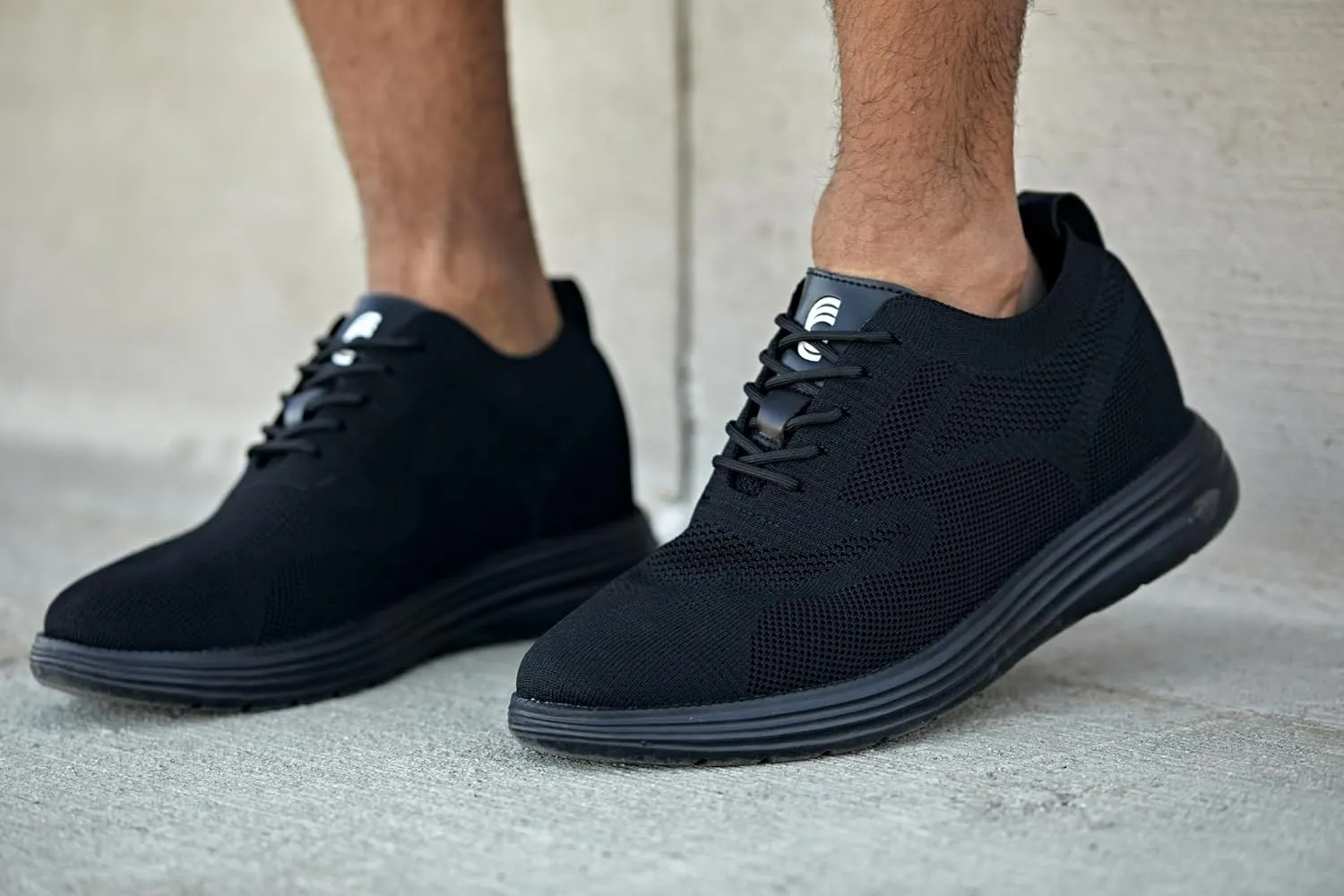 CALTO Men's Invisible Height Increasing Elevator Shoes - Black/Black Sole Ultra Light-Weight Lace-up Knitted Sporty Walker - 2.8 Inches Taller - X2631 - Size 13 D(M) US