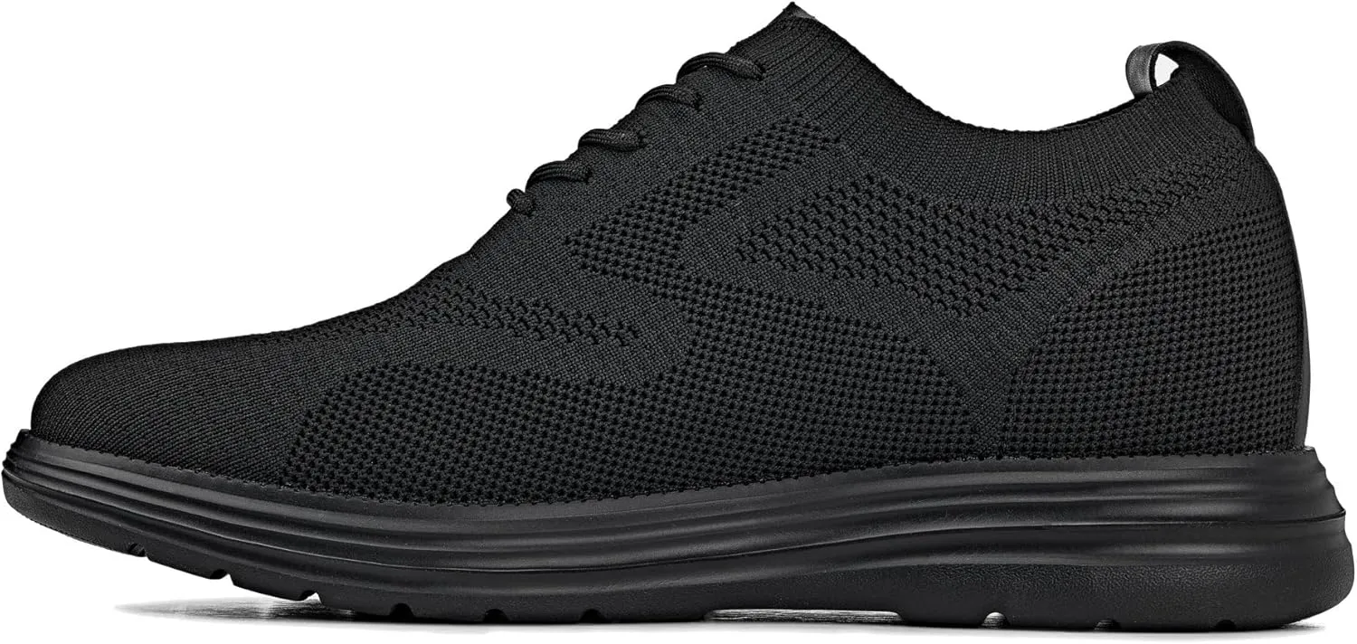 CALTO Men's Invisible Height Increasing Elevator Shoes - Black/Black Sole Ultra Light-Weight Lace-up Knitted Sporty Walker - 2.8 Inches Taller - X2631 - Size 13 D(M) US