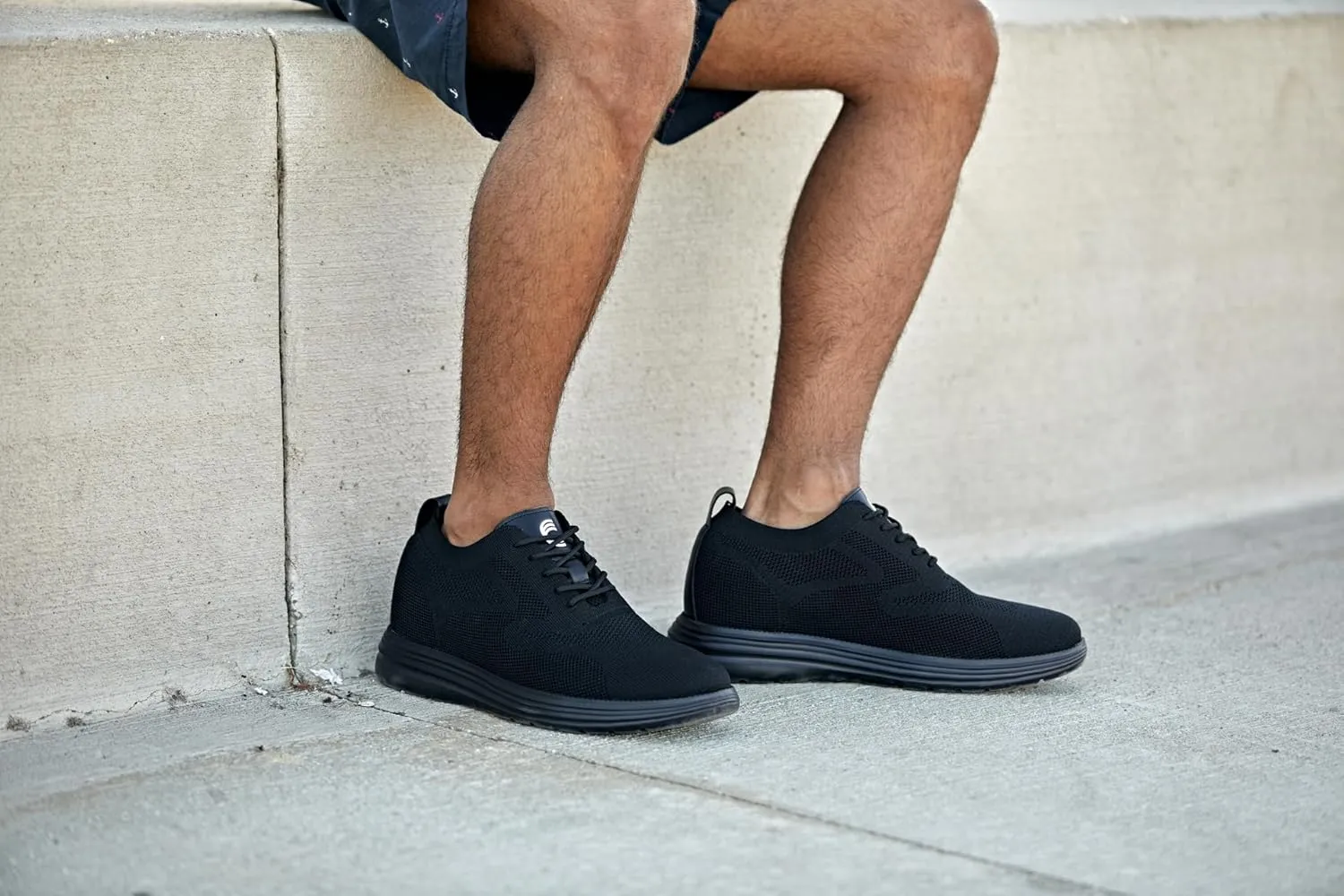 CALTO Men's Invisible Height Increasing Elevator Shoes - Black/Black Sole Ultra Light-Weight Lace-up Knitted Sporty Walker - 2.8 Inches Taller - X2631 - Size 13 D(M) US