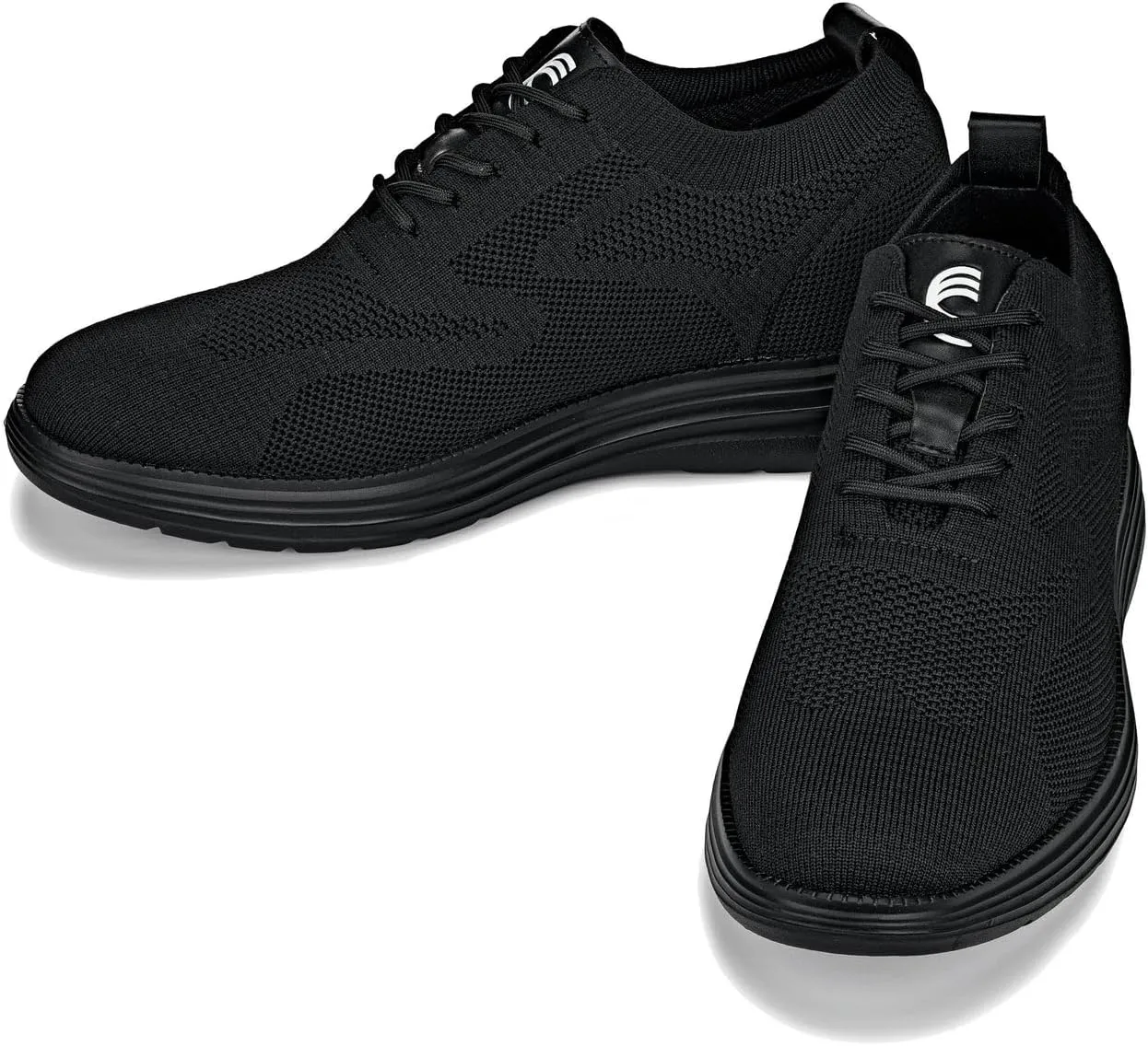 CALTO Men's Invisible Height Increasing Elevator Shoes - Black/Black Sole Ultra Light-Weight Lace-up Knitted Sporty Walker - 2.8 Inches Taller - X2631 - Size 13 D(M) US