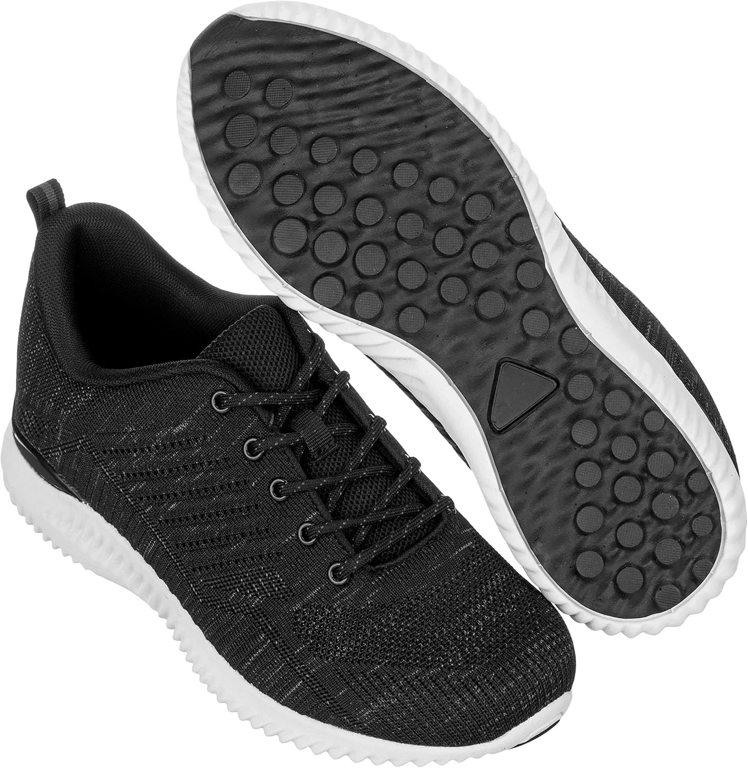CALTO Men's Invisible Height Increasing Elevator Shoes - Black/Grey Ultra Lightweight Sporty Sneakers - 2.6 Inches Taller - Q212 - Size 7 D(M) US