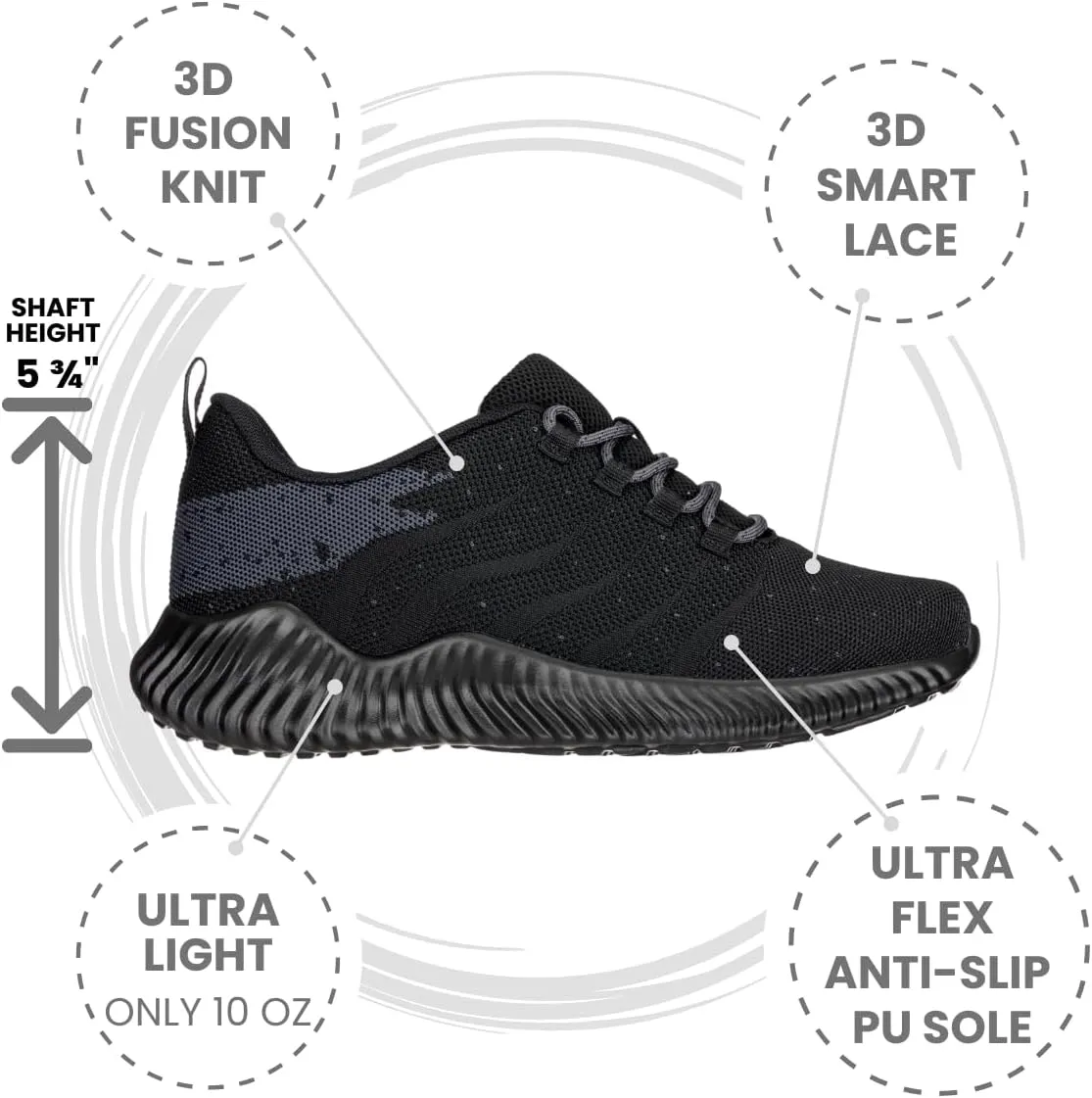 CALTO Men's Invisible Height Increasing Elevator Shoes - Black/Grey Ultra Lightweight Sporty Sneakers - 2.8 Inches Taller - Q216 - Size 9 D(M) US