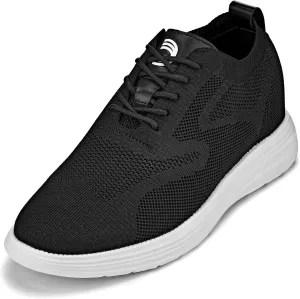 CALTO Men's Invisible Height Increasing Elevator Shoes - Black/White Sole Ultra Light-Weight Lace-up Knitted Sporty Walker - 2.8 Inches Taller - X2632 - Size 13 D(M) US