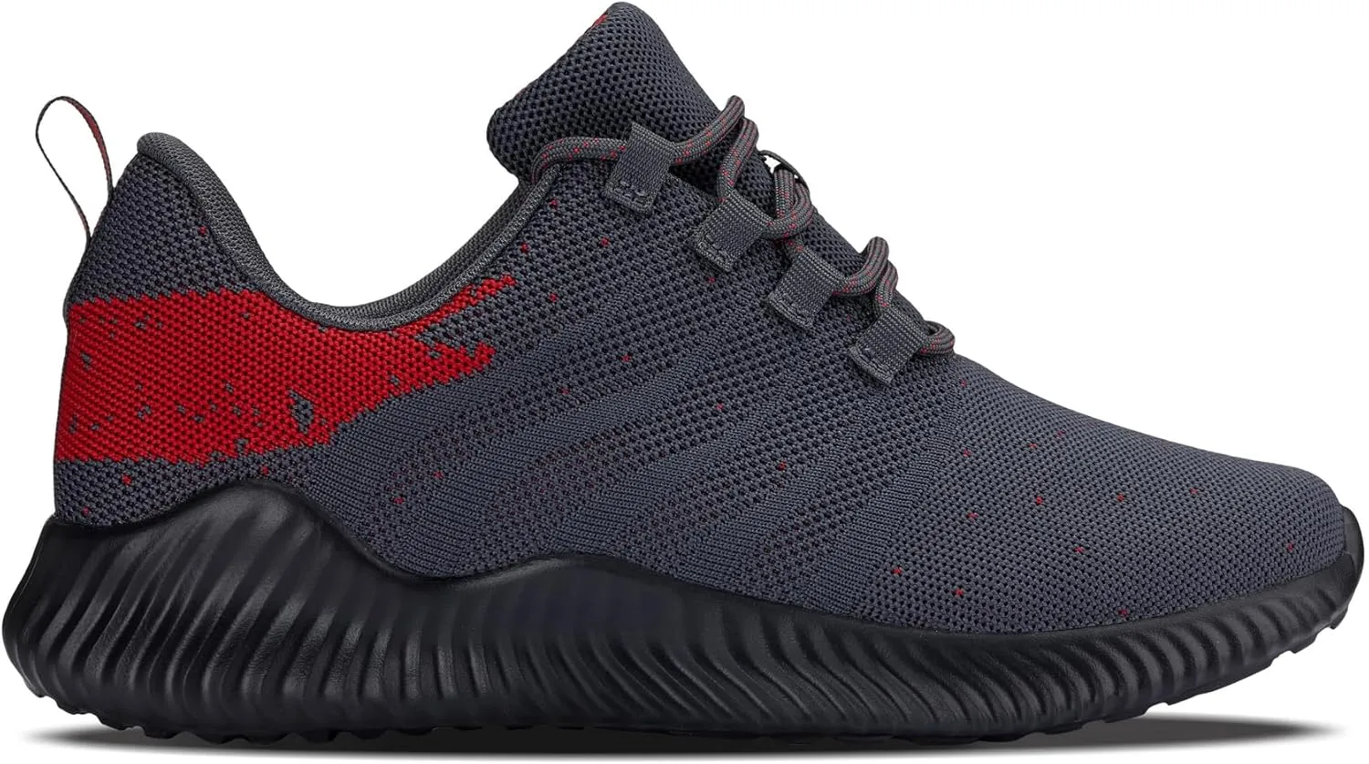 CALTO Men's Invisible Height Increasing Elevator Shoes - Grey/Red Ultra Lightweight Sporty Sneakers - 2.8 Inches Taller - Q218 - Size 12 D(M) US