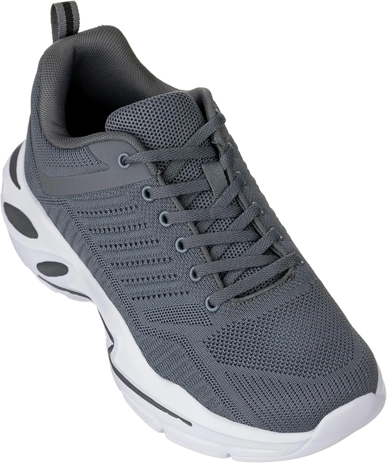 CALTO Men's Invisible Height Increasing Elevator Shoes - Grey/White Super Lightweight Sporty Sneakers - 2.6 Inches Taller - Q332 - Size 10 D(M) US