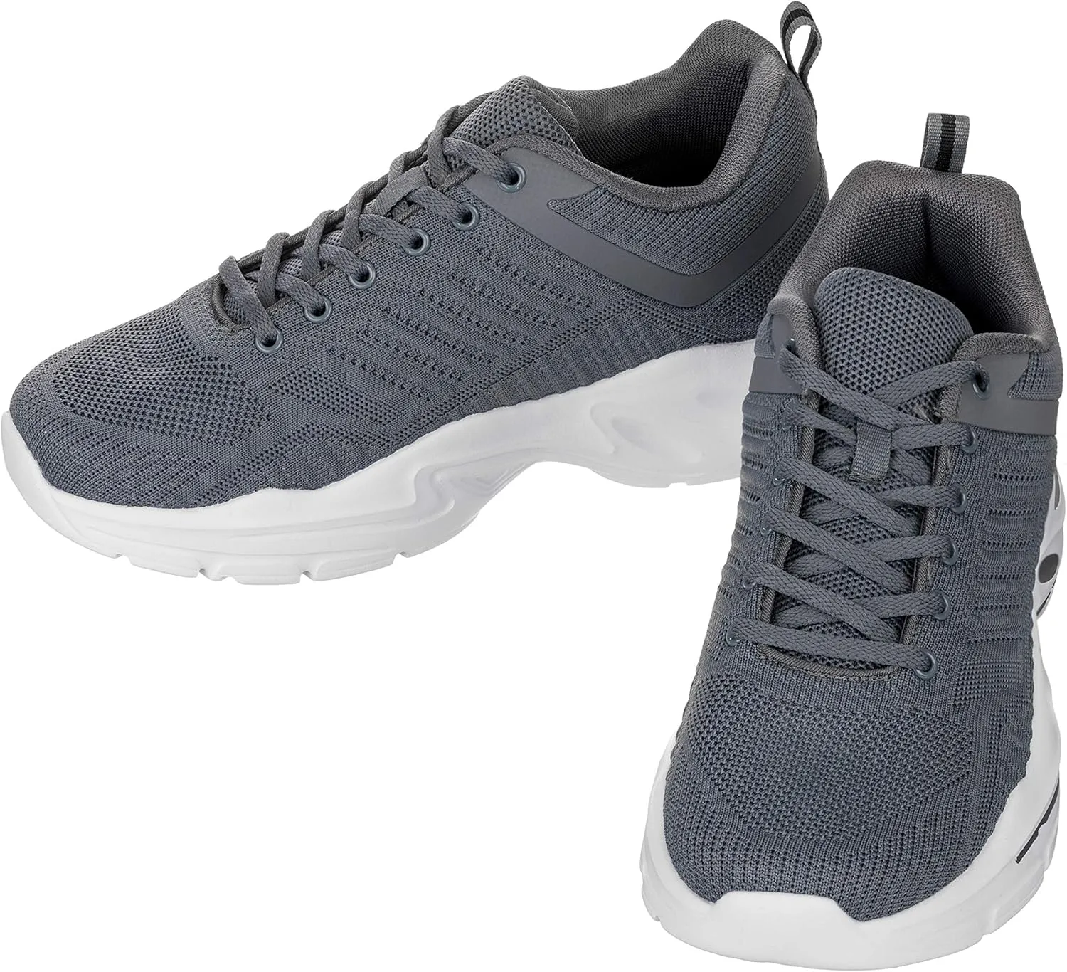 CALTO Men's Invisible Height Increasing Elevator Shoes - Grey/White Super Lightweight Sporty Sneakers - 2.6 Inches Taller - Q332 - Size 10 D(M) US