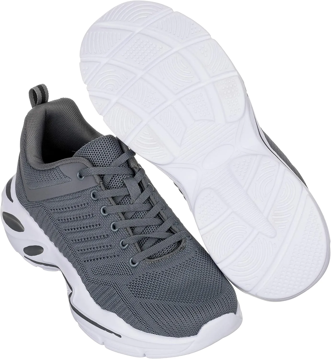 CALTO Men's Invisible Height Increasing Elevator Shoes - Grey/White Super Lightweight Sporty Sneakers - 2.6 Inches Taller - Q332 - Size 10 D(M) US