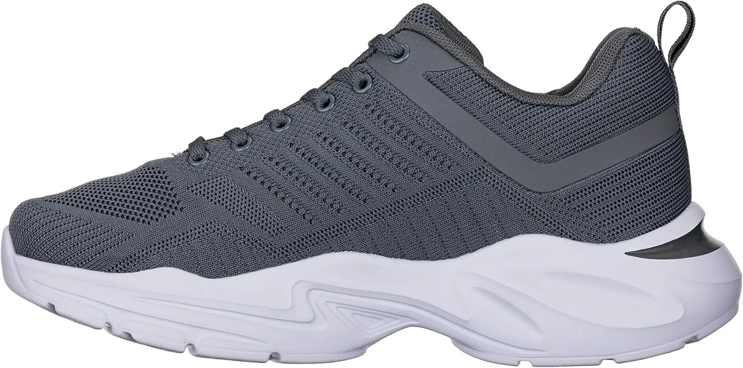 CALTO Men's Invisible Height Increasing Elevator Shoes - Grey/White Super Lightweight Sporty Sneakers - 2.6 Inches Taller - Q332 - Size 10 D(M) US
