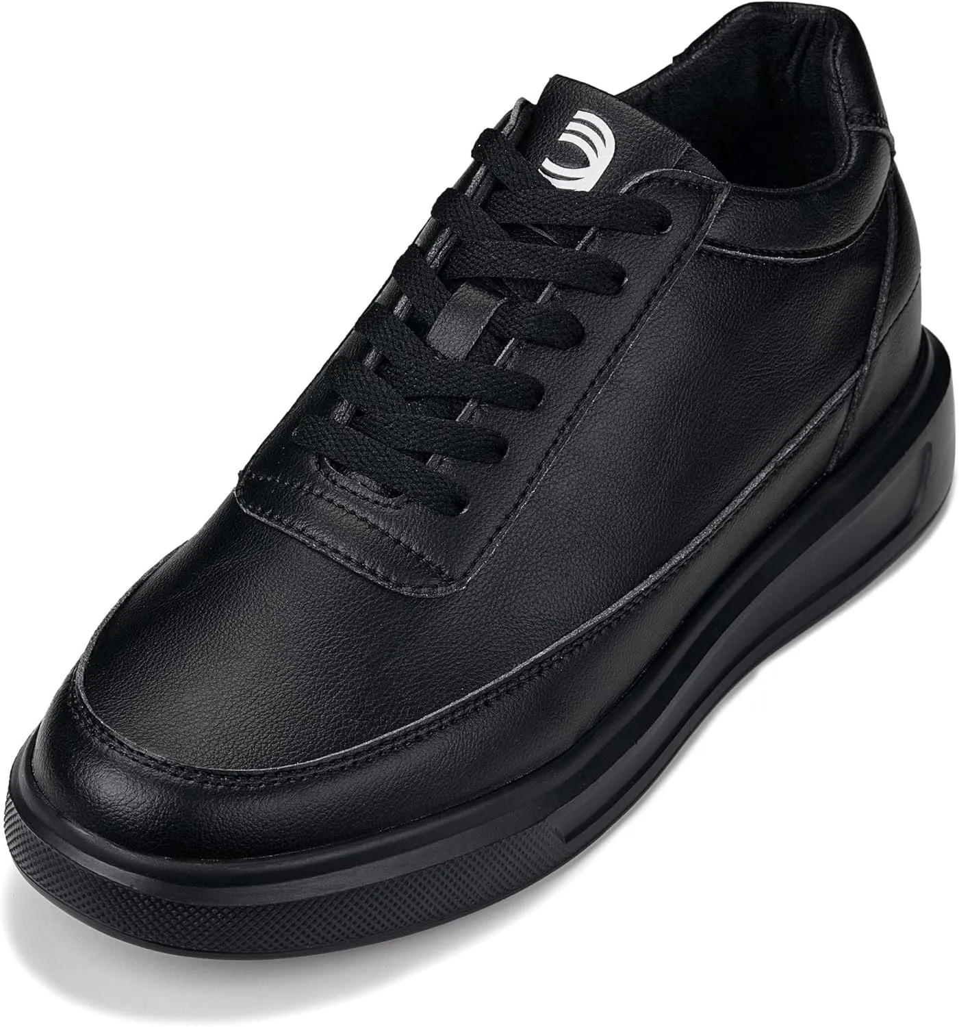 CALTO Men's Invisible Height Increasing Elevator Shoes - Pitch Black Light-Weight Lace-up Leather Sporty Sneakers - 2.8 Inches Taller - X1646 - Size 7 D(M) US