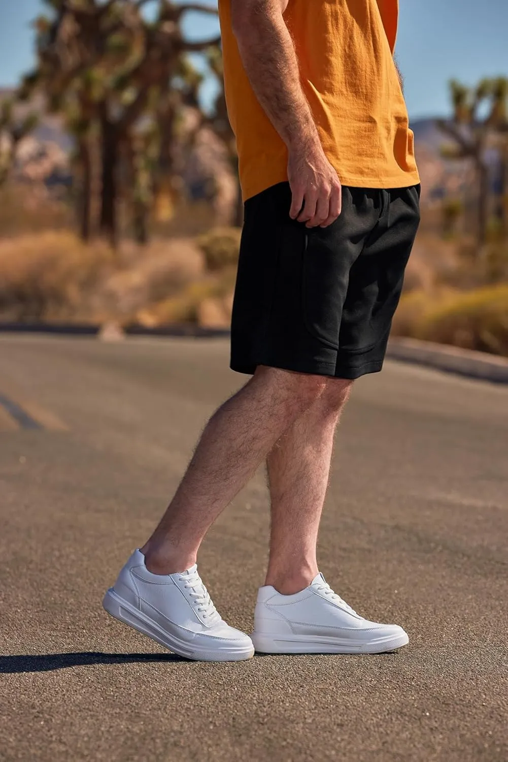 CALTO Men's Invisible Height Increasing Elevator Shoes - Pure White Light-Weight Lace-up Leather Sporty Sneakers - 2.8 Inches Taller - X1647 - Size 10 D(M) US
