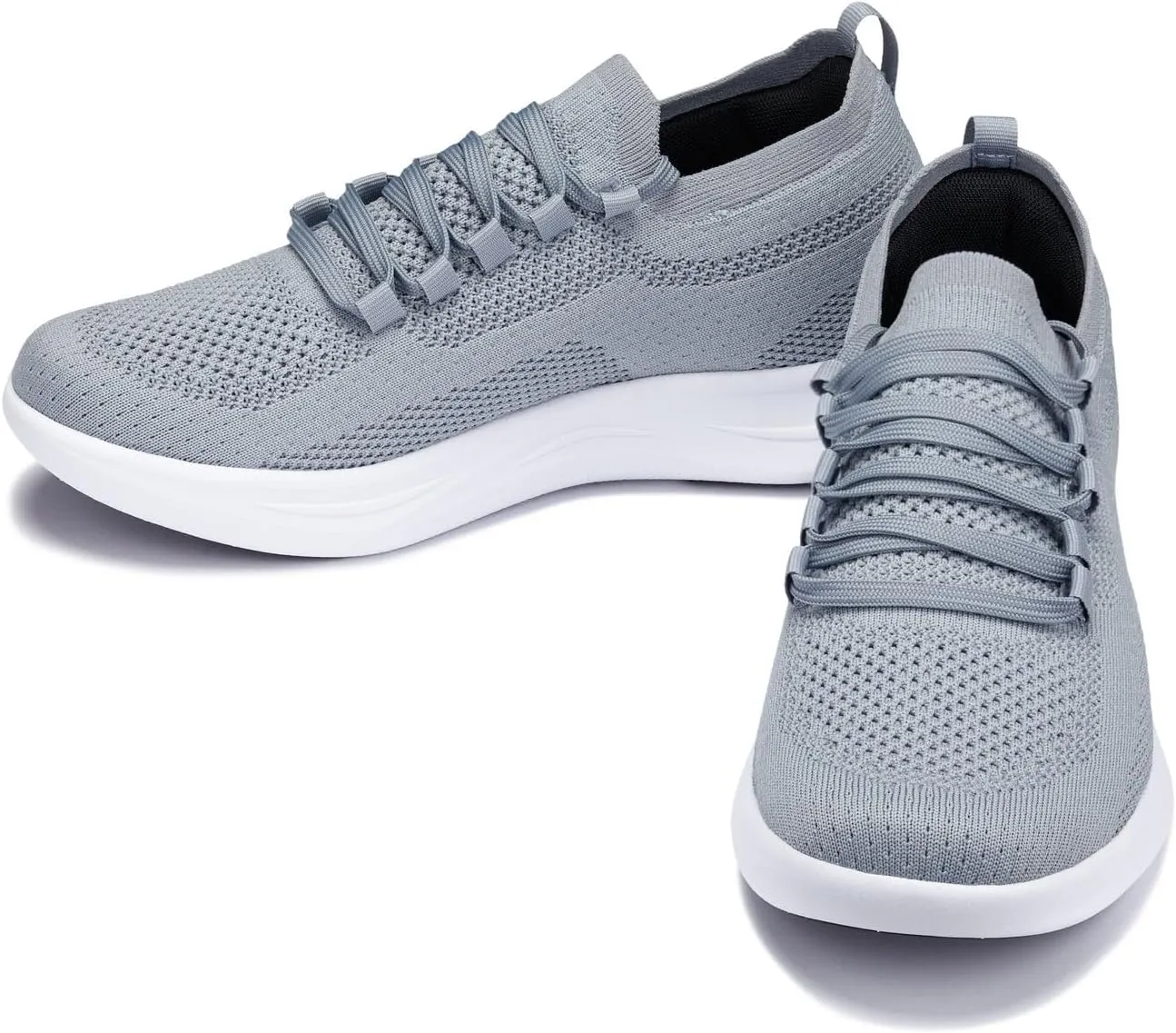 CALTO Men's Invisible Height Increasing Elevator Shoes - Super Lightweight Knitted Sporty Sneakers - 2.4 Inches Taller