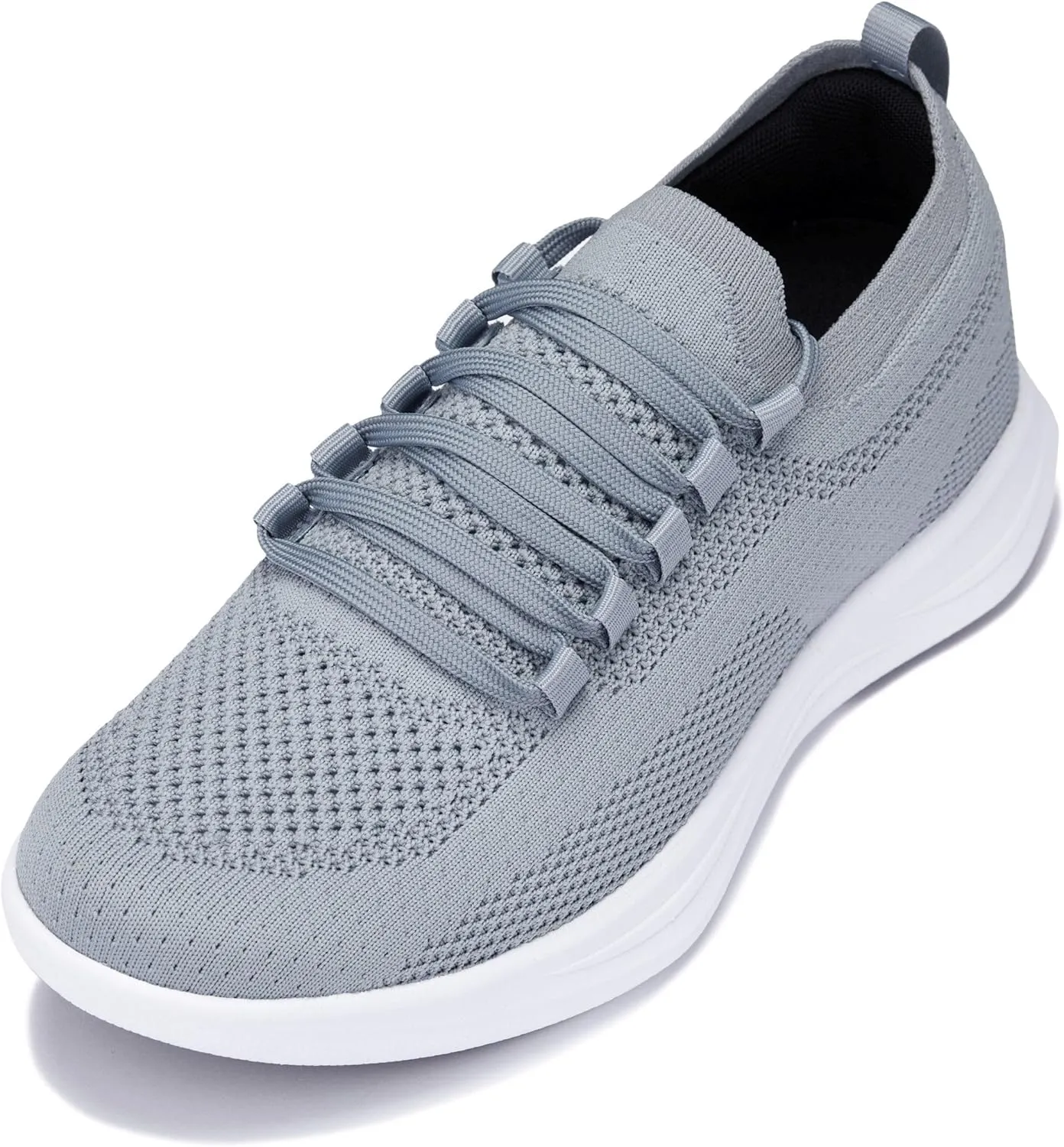 CALTO Men's Invisible Height Increasing Elevator Shoes - Super Lightweight Knitted Sporty Sneakers - 2.4 Inches Taller