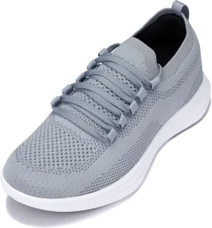 CALTO Men's Invisible Height Increasing Elevator Shoes - Super Lightweight Knitted Sporty Sneakers - 2.4 Inches Taller