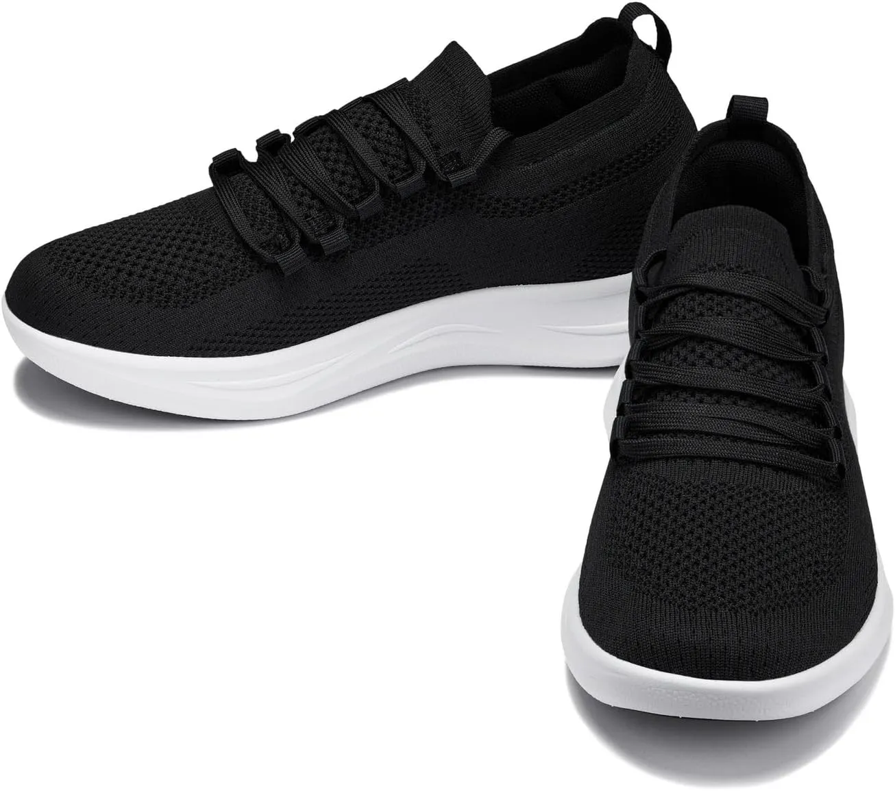 CALTO Men's Invisible Height Increasing Elevator Shoes - Super Lightweight Knitted Sporty Sneakers - 2.4 Inches Taller