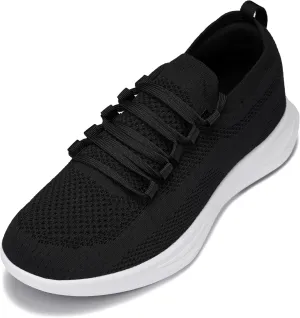 CALTO Men's Invisible Height Increasing Elevator Shoes - Super Lightweight Knitted Sporty Sneakers - 2.4 Inches Taller
