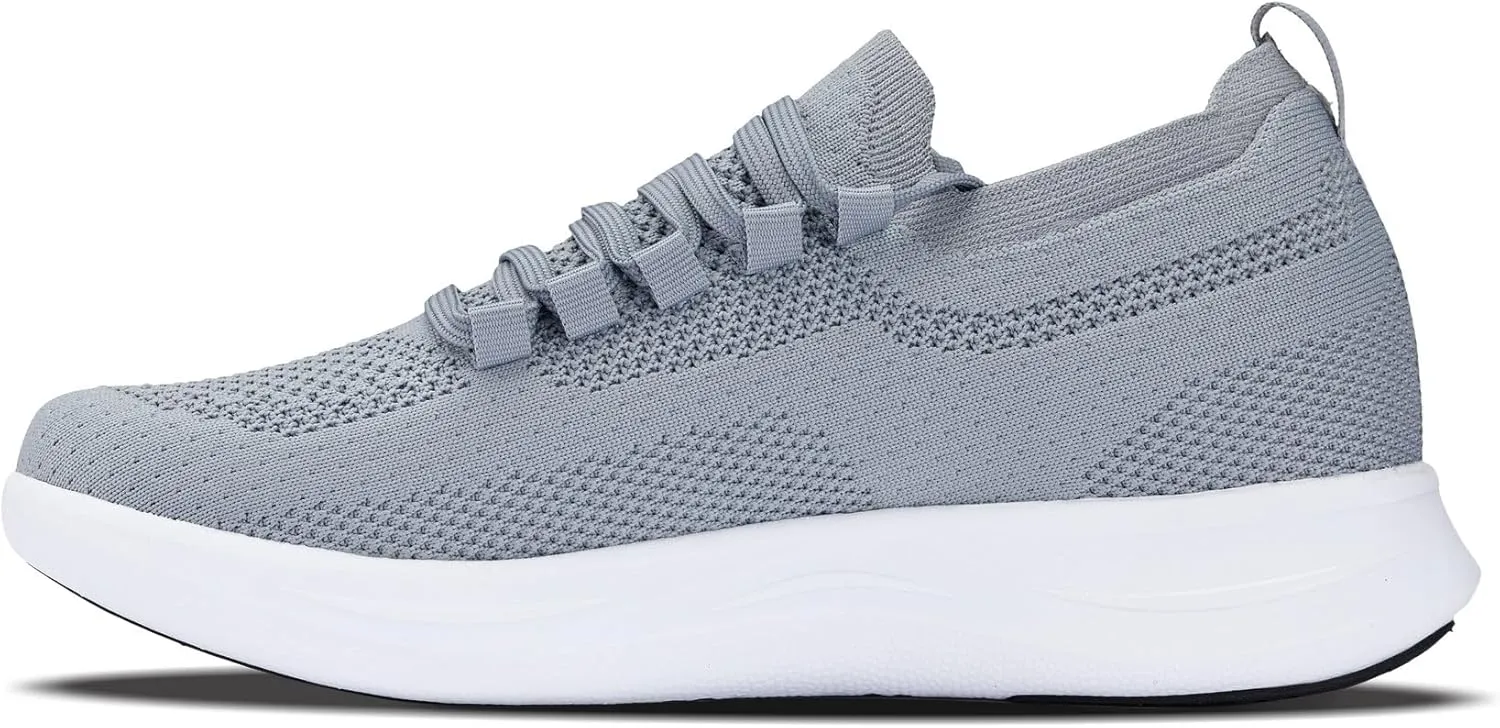 CALTO Men's Invisible Height Increasing Elevator Shoes - Super Lightweight Knitted Sporty Sneakers - 2.4 Inches Taller