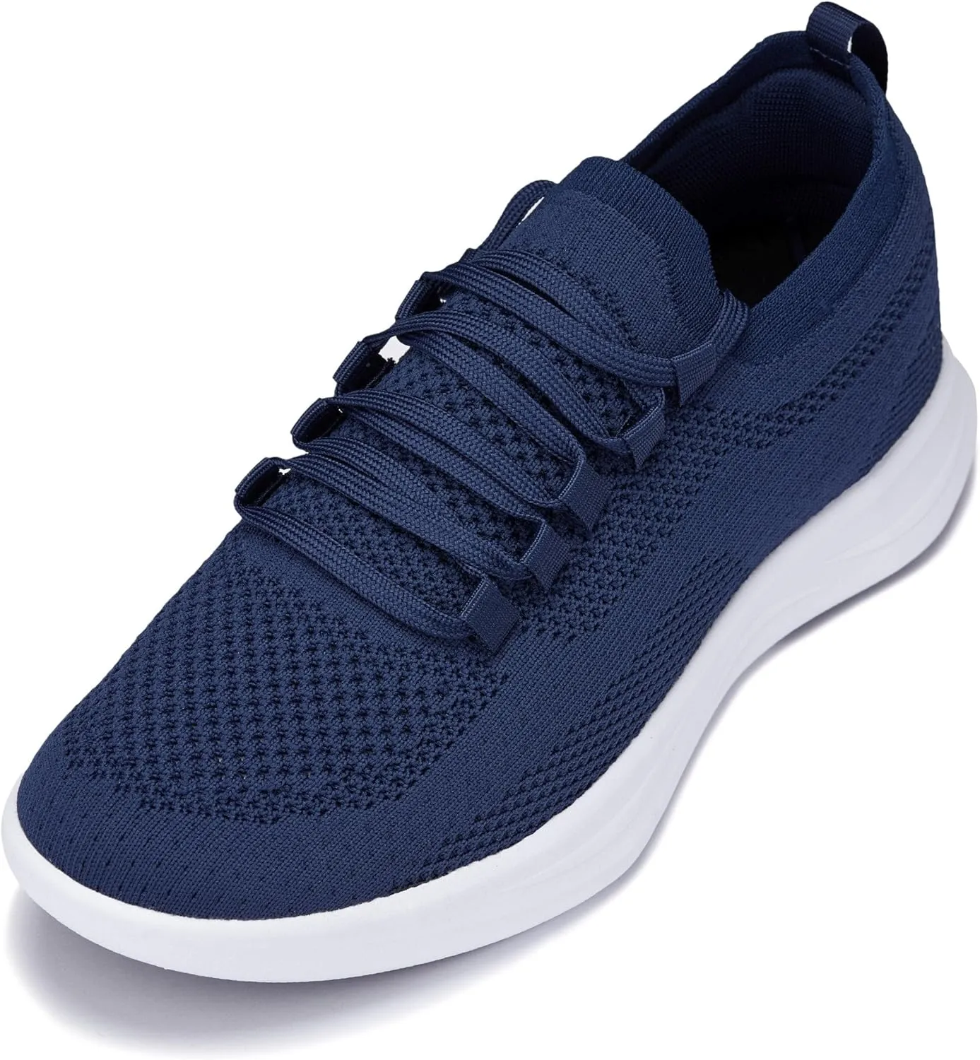 CALTO Men's Invisible Height Increasing Elevator Shoes - Super Lightweight Knitted Sporty Sneakers - 2.4 Inches Taller