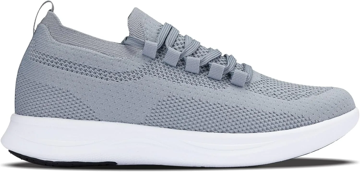 CALTO Men's Invisible Height Increasing Elevator Shoes - Super Lightweight Knitted Sporty Sneakers - 2.4 Inches Taller