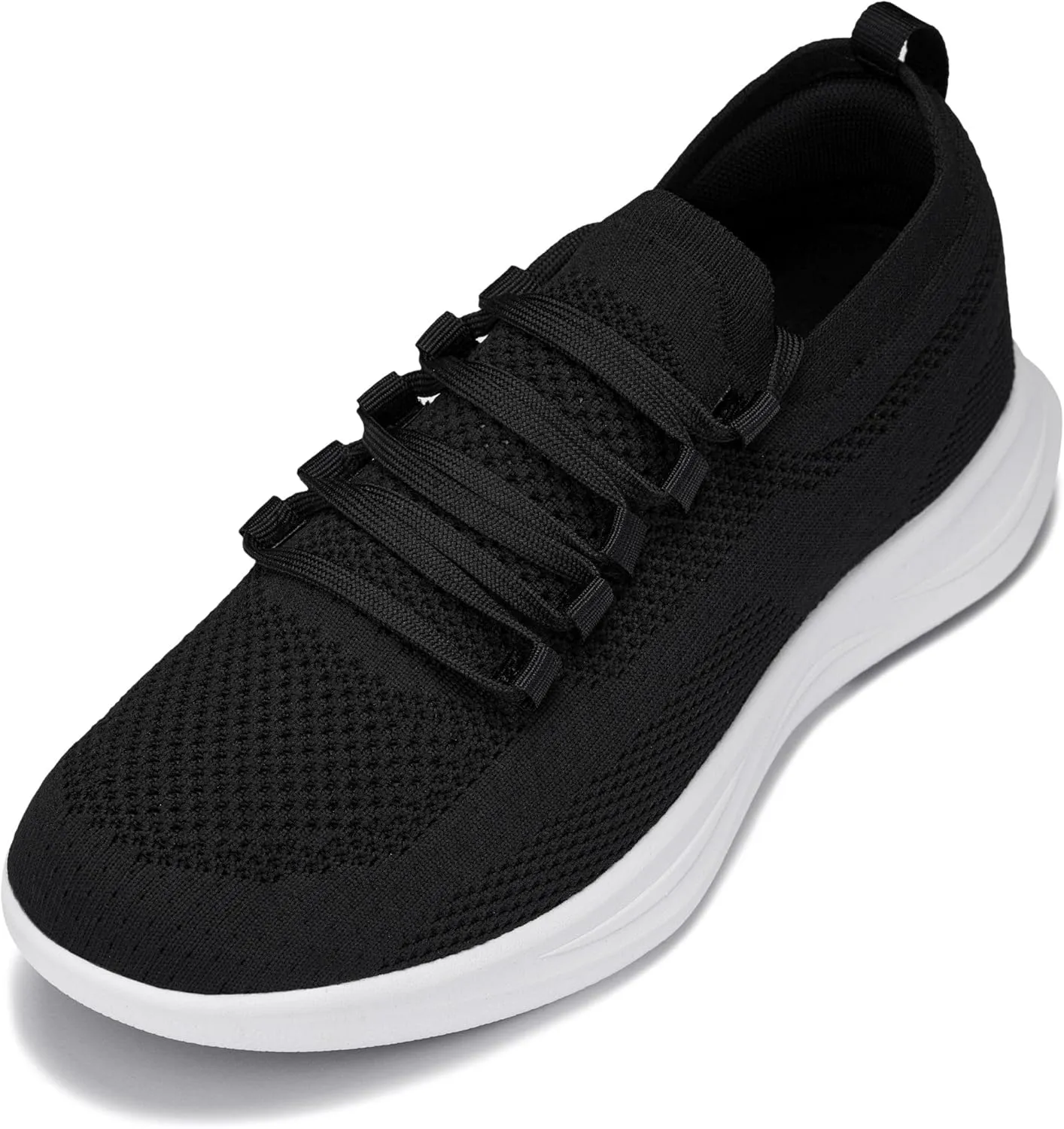 CALTO Men's Invisible Height Increasing Elevator Shoes - Super Lightweight Knitted Sporty Sneakers - 2.4 Inches Taller