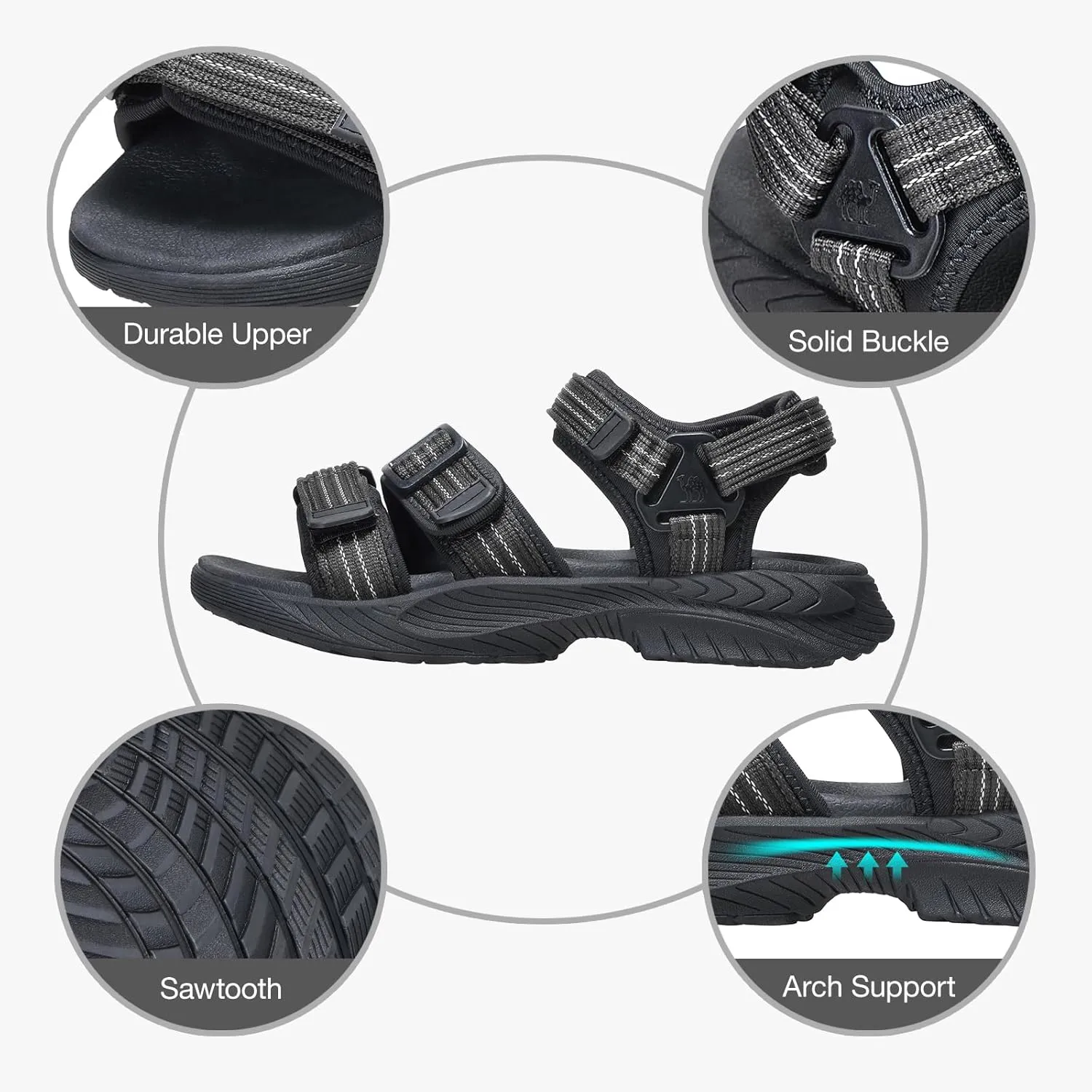 CAMEL CROWN Mens Waterproof Hiking Sandals with Arch Support Comfortable Sport Sandals Summer Outdoor Beach Water