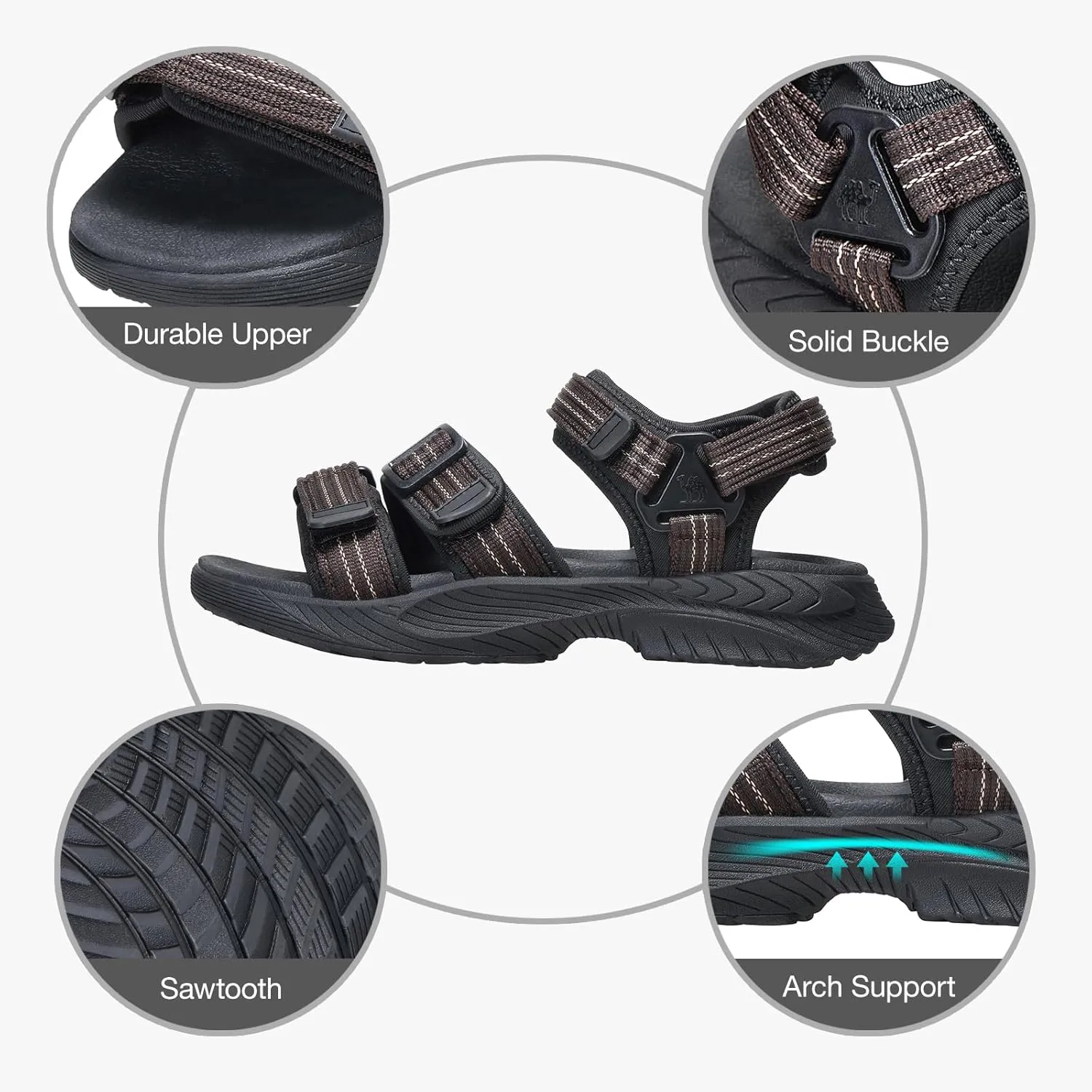 CAMEL CROWN Mens Waterproof Hiking Sandals with Arch Support Comfortable Sport Sandals Summer Outdoor Beach Water