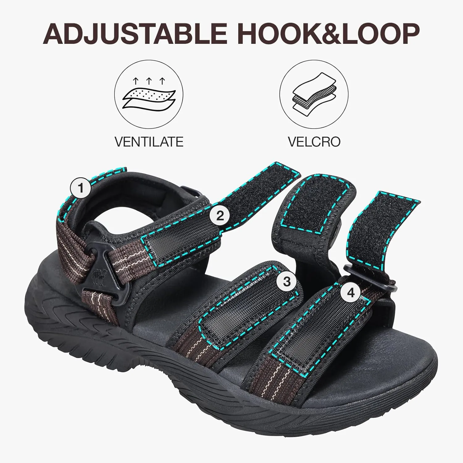 CAMEL CROWN Mens Waterproof Hiking Sandals with Arch Support Comfortable Sport Sandals Summer Outdoor Beach Water