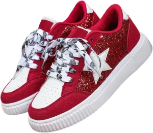 Canvas Glitter Y2K Retro Star Sneakers Comfortable Rubber Sole Shoes for Women Holiday Travel Daily Wear Matching Couple Outfit Aesthetic Star Skate Style